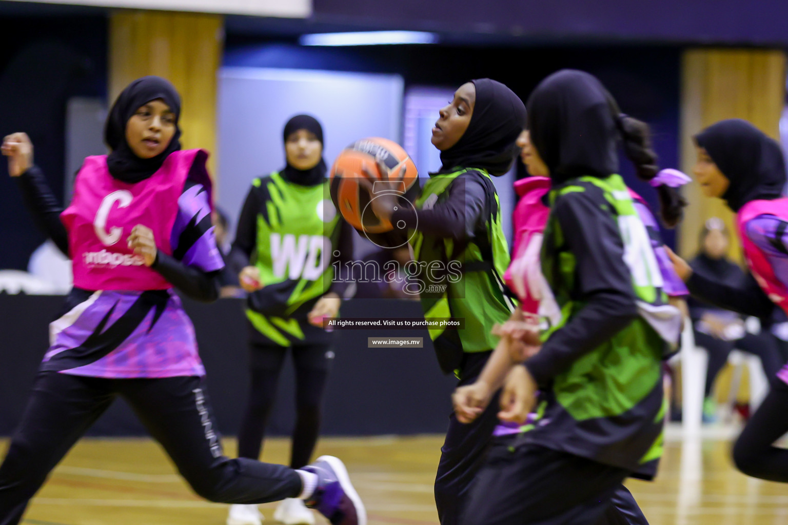 Day 9 of 24th Interschool Netball Tournament 2023 was held in Social Center, Male', Maldives on 4th November 2023. Photos: Hassan Simah / images.mv