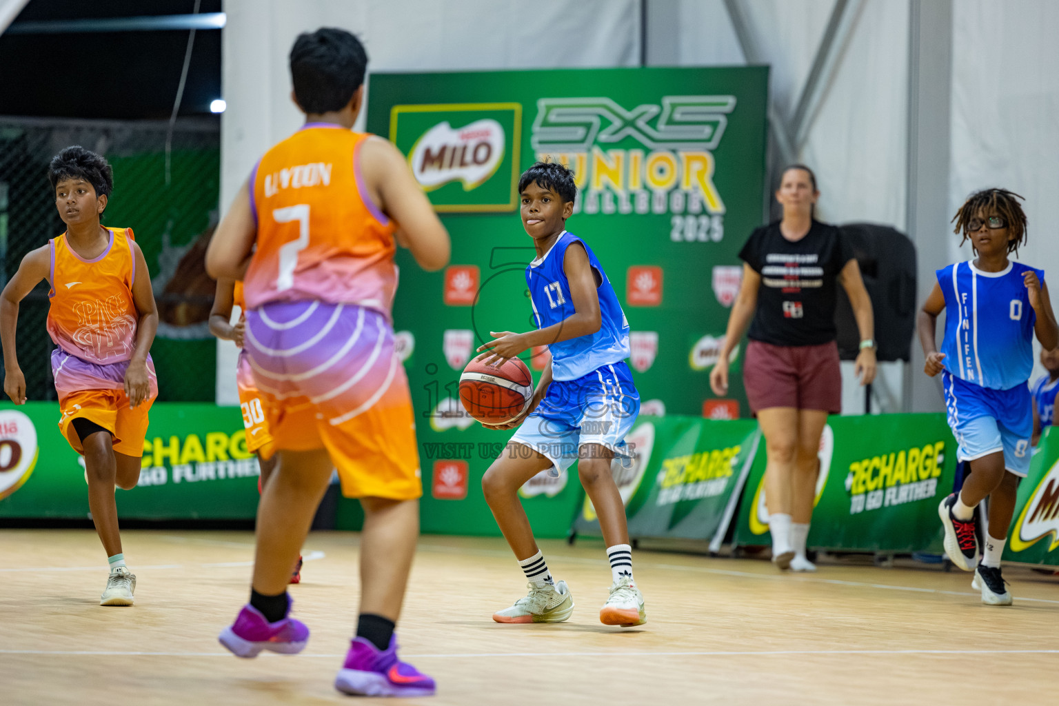 Milo 5 x 5 Junior Challenge 2025 - Basketball tournament held in Basketball Training Center, Male', Maldives on Thursday, 09th October 2025. 
Photo by: Hassan Simah / Images.mv