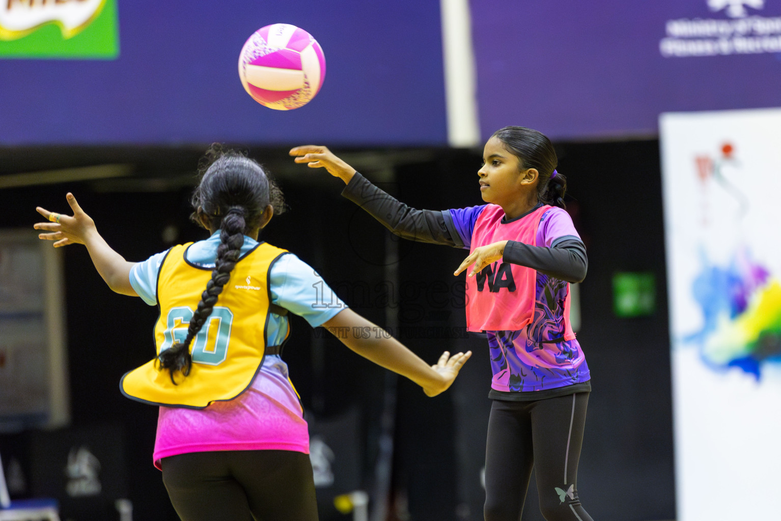 Netgens A vs N Sports academy in Day 3 of 3rd Netball Junior Championship, held at Social Center on Wednesday 22nd January 2025 . Photos: Shuu Abdul Sattar / images.mv