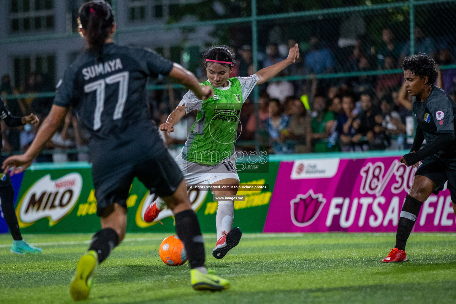 Club WAMCO vs DSC in the Semi Finals of 18/30 Women's Futsal Fiesta 2021 held in Hulhumale, Maldives on 14th December 2021. Photos: Ismail Thoriq / images.mv