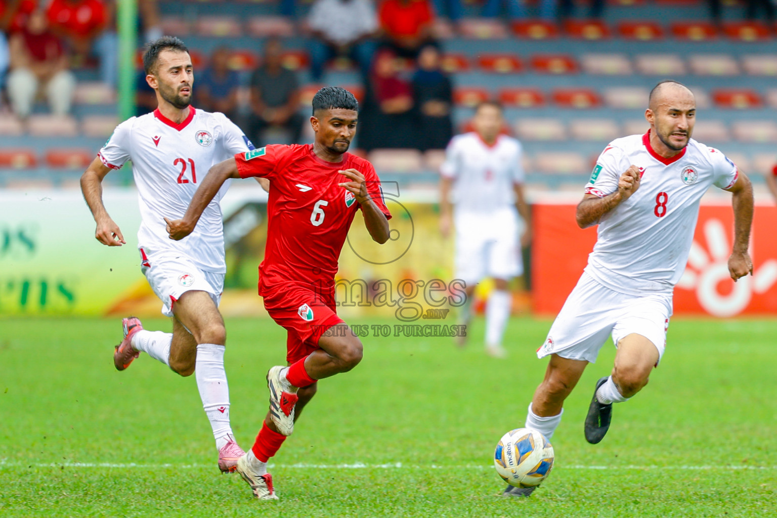 Maldives vs Tajikistan in the AFC Asian Cup Saudi Arabia 2027 Qualifier was played in Male' Maldives on Tuesday, 14th October 2025. 
Photos: Raaif Yoosuf / images.mv