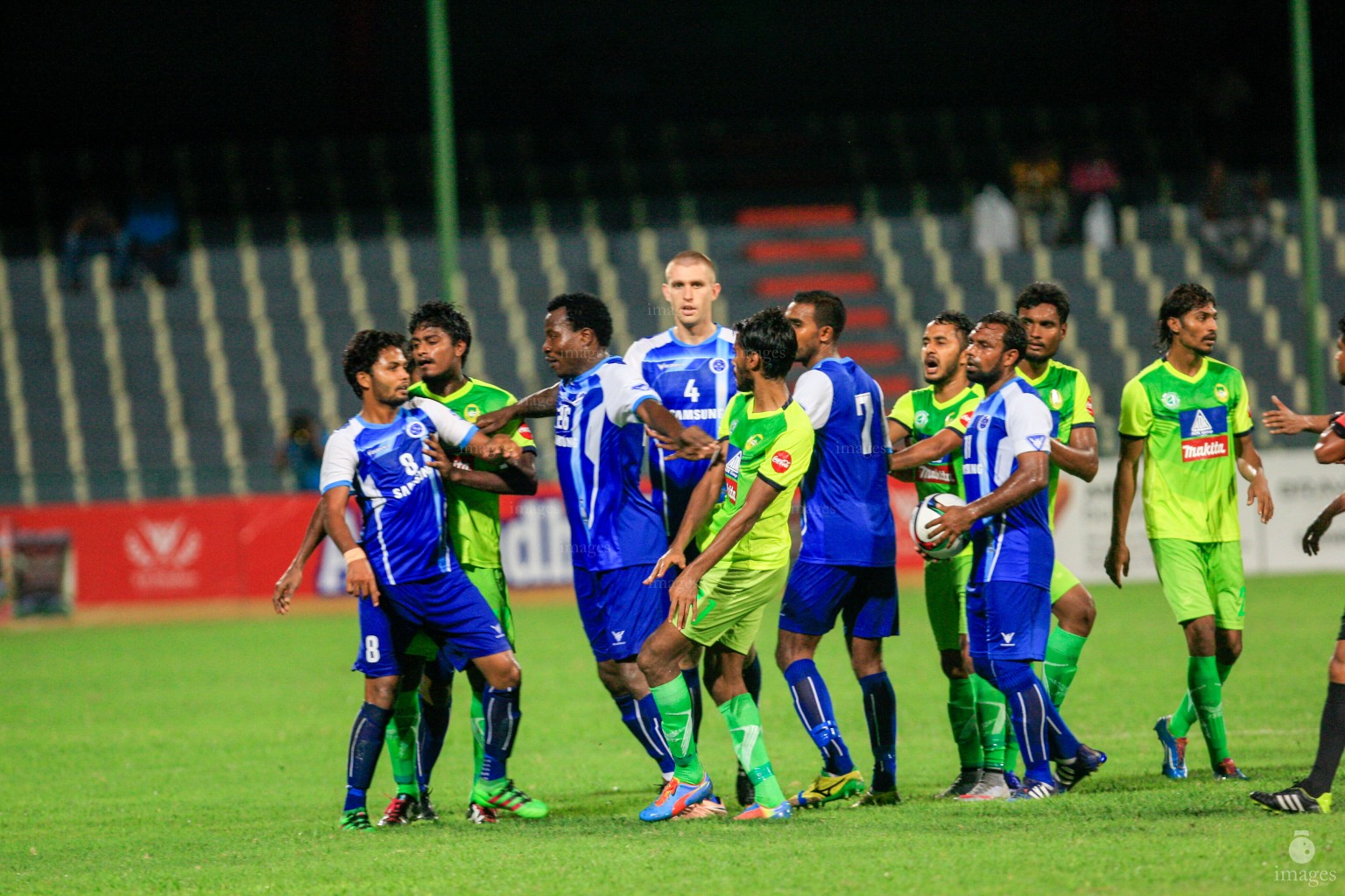 Football Association of Maldives Charity Shield match between New Radiant Sports Club and Maziya Sports and Recreation Cub in Male', Maldives, Tuesday, April. 05, 2016.(Images.mv Photo/ Mohamed Ahsan).