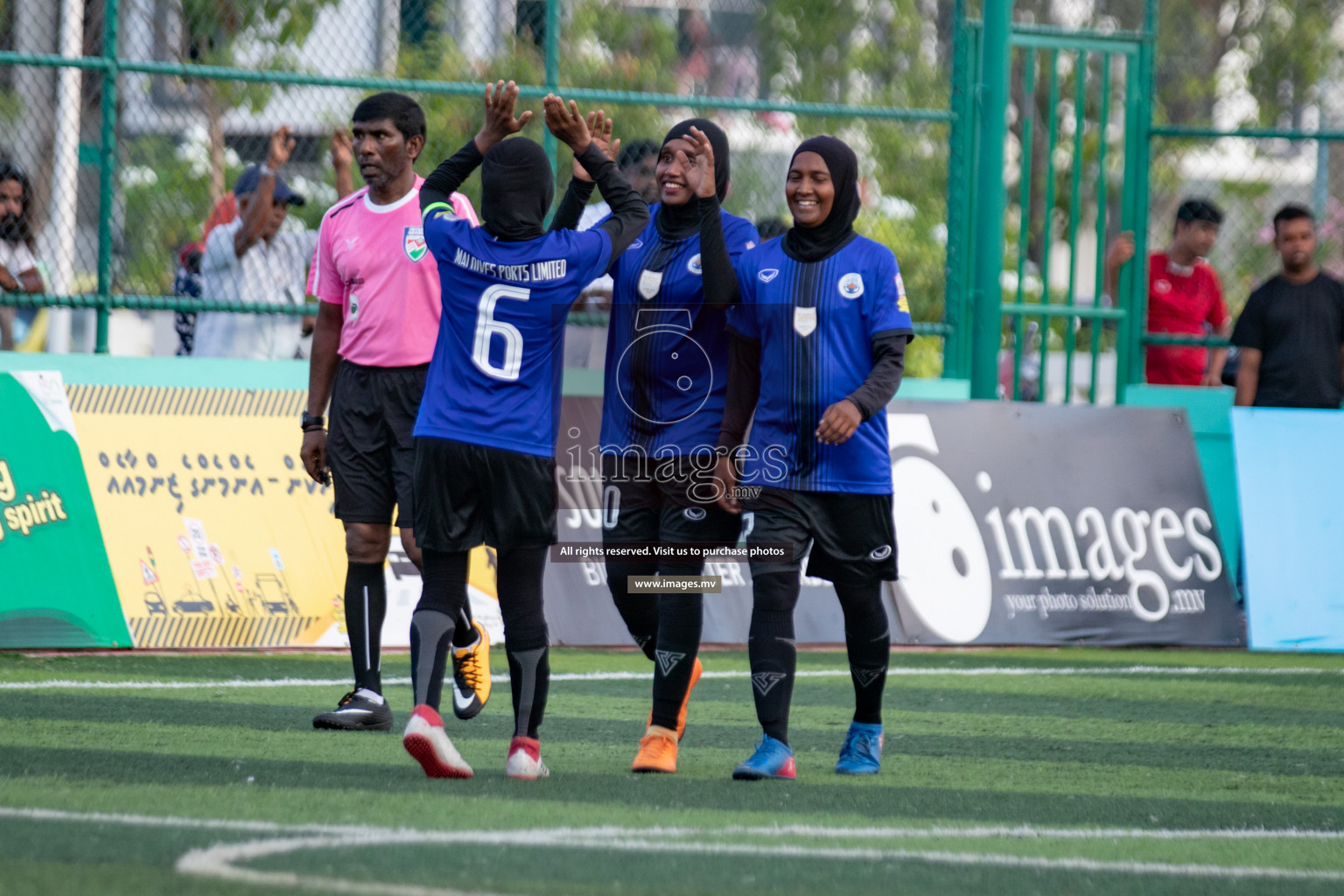 Maldives Ports Limited vs Dhivehi Sifainge Club in the semi finals of 18/30 Women's Futsal Fiesta 2019 on 27th April 2019, held in Hulhumale Photos: Hassan Simah / images.mv