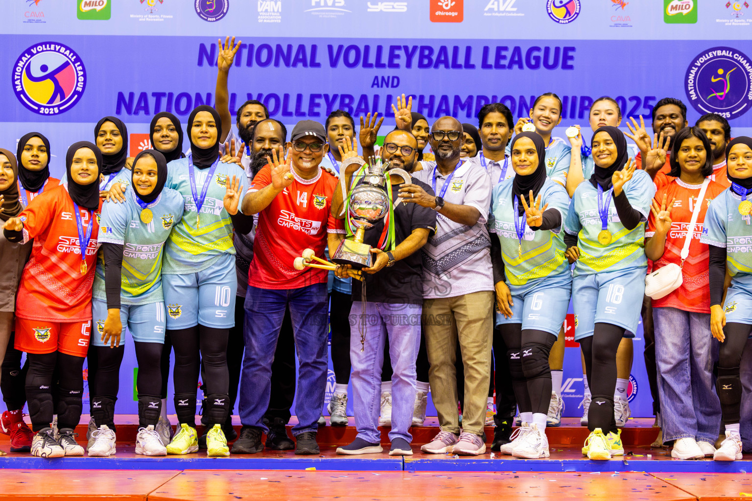 Police Club vs Club Wamco in the Final of Women's Division of National Volleyball Championship 2025 held in Male', Maldives on Sunday, 4th May 2025 at Social Center Indoor Hall Photos By: Nausham Waheed / images.mv