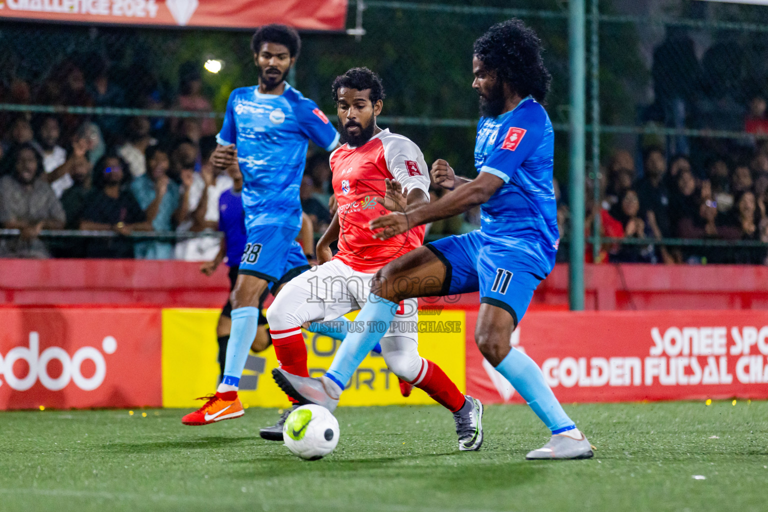 N Maafaru vs N Kendhikulhudhoo in Day 23 of Golden Futsal Challenge 2024 was held on Tuesday , 6th February 2024 in Hulhumale', Maldives Photos: Nausham Waheed / images.mv