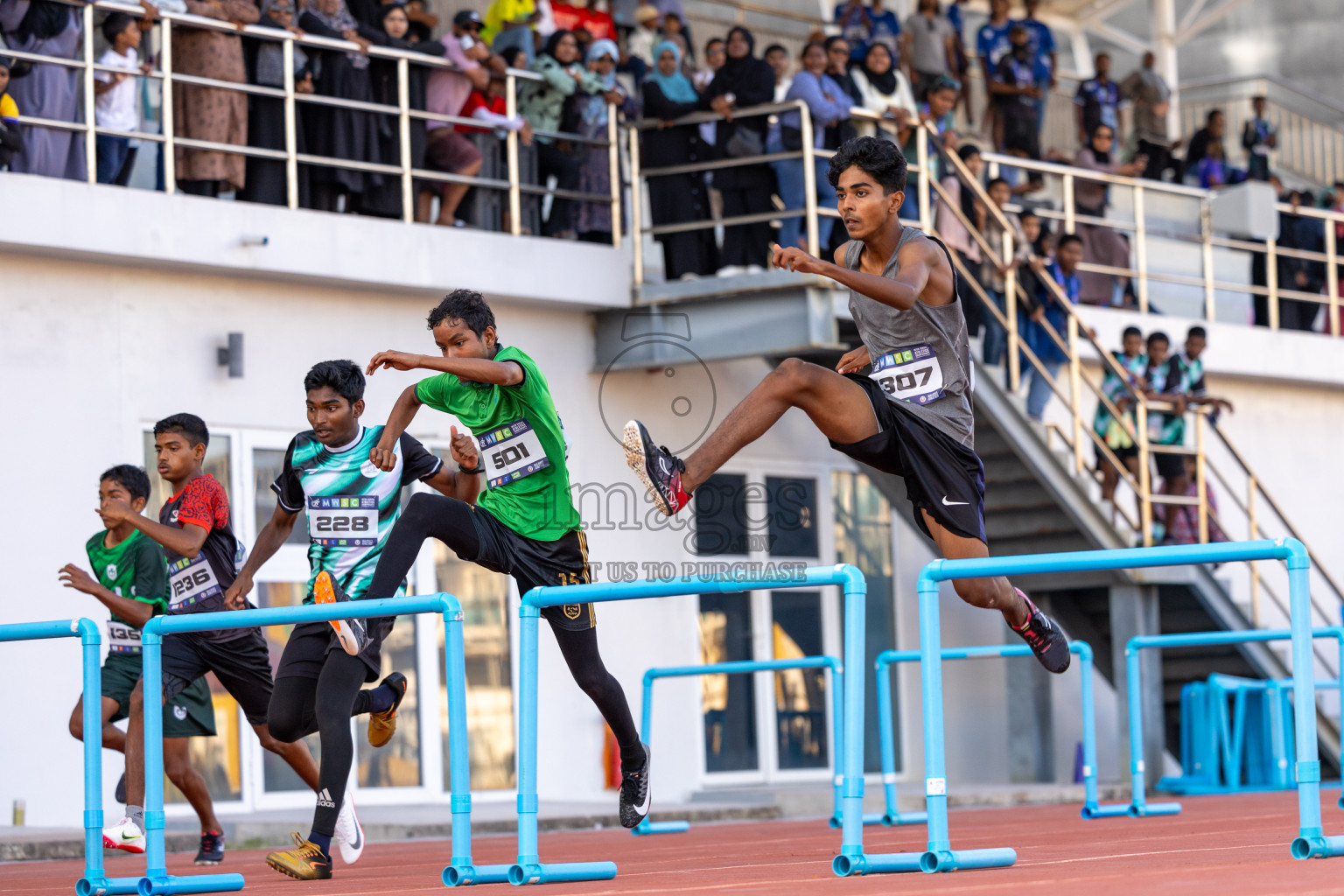 Day 4 of MWSC Interschool Athletics Championships 2024 held in Hulhumale Running Track, Hulhumale, Maldives on Tuesday, 12th November 2024. Photos by: Ismail Thoriq / Images.mv