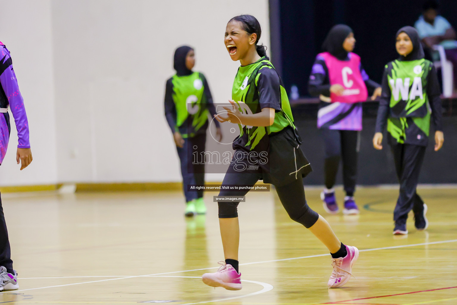 Day 9 of 24th Interschool Netball Tournament 2023 was held in Social Center, Male', Maldives on 4th November 2023. Photos: Hassan Simah / images.mv