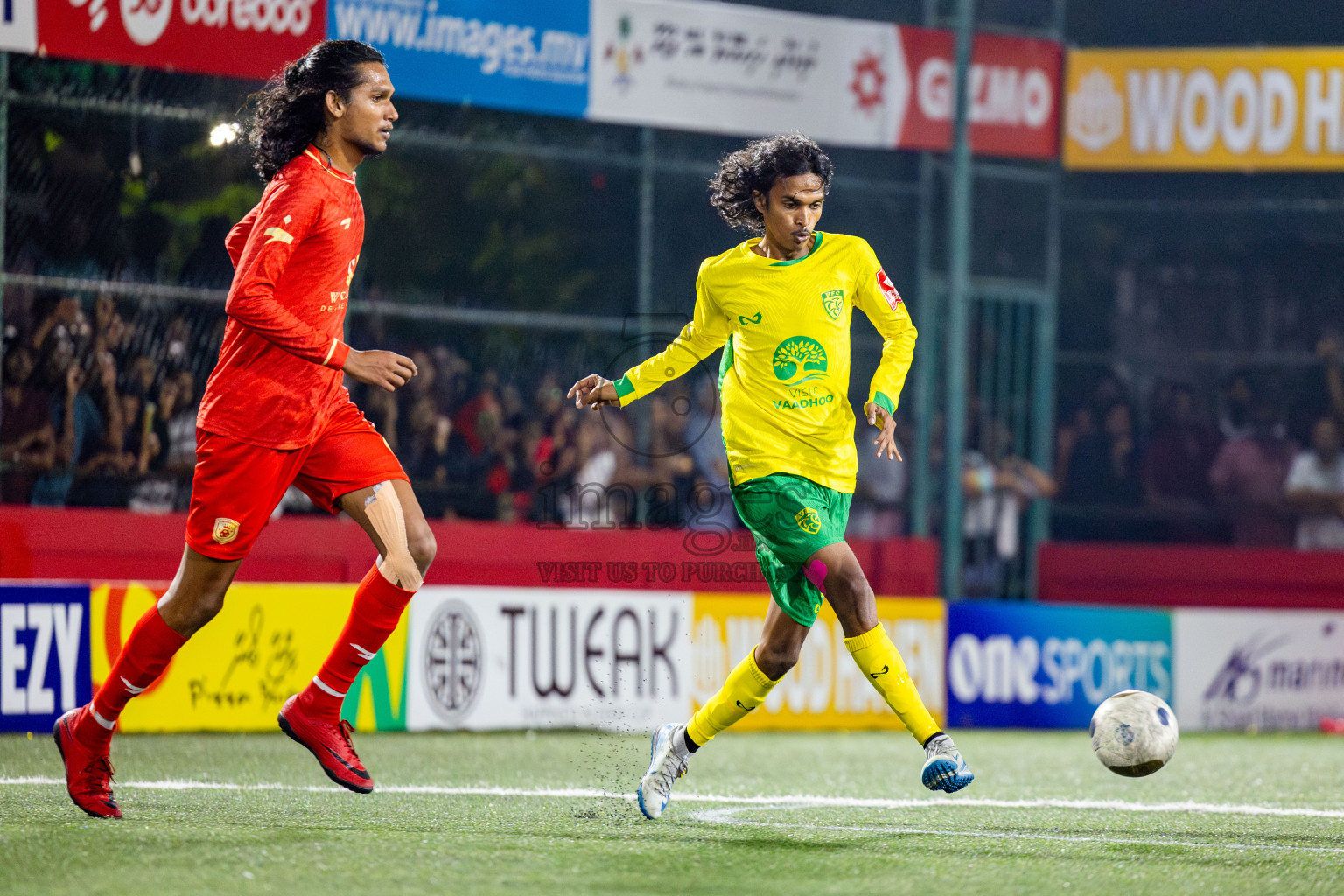Gdh Vaadhoo vs GA Dhevvadhoo in zone round on Day 32 of Golden Futsal Challenge 2025 was held on Wednesday , 5th February 2025, in Hulhumale', Maldives. Photos: Nausham Waheed / images.mv