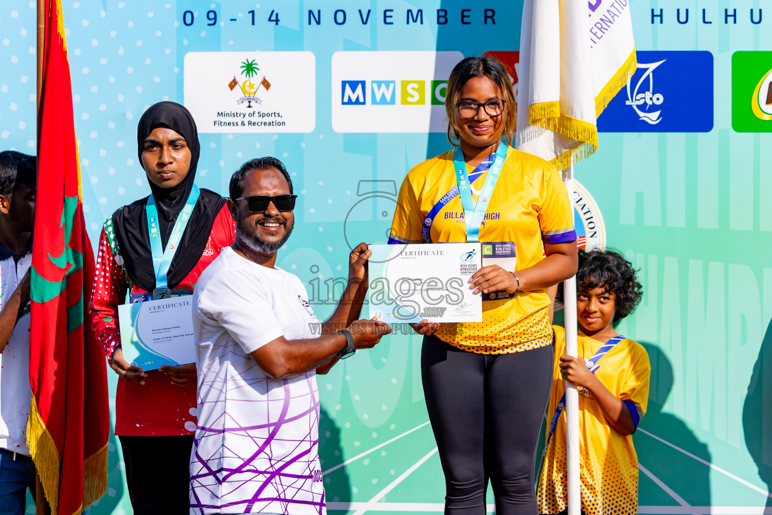 Day 3 of MWSC Interschool Athletics Championships 2024 held in Hulhumale Running Track, Hulhumale, Maldives on Monday, 11th November 2024. Photos by: Nausham Waheed / Images.mv