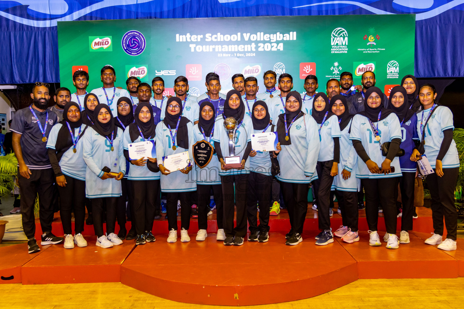 Finals of Interschool Volleyball Tournament 2024 was held in Social Center at Male', Maldives on Friday, 6th December 2024. Photos: Nausham Waheed / images.mv