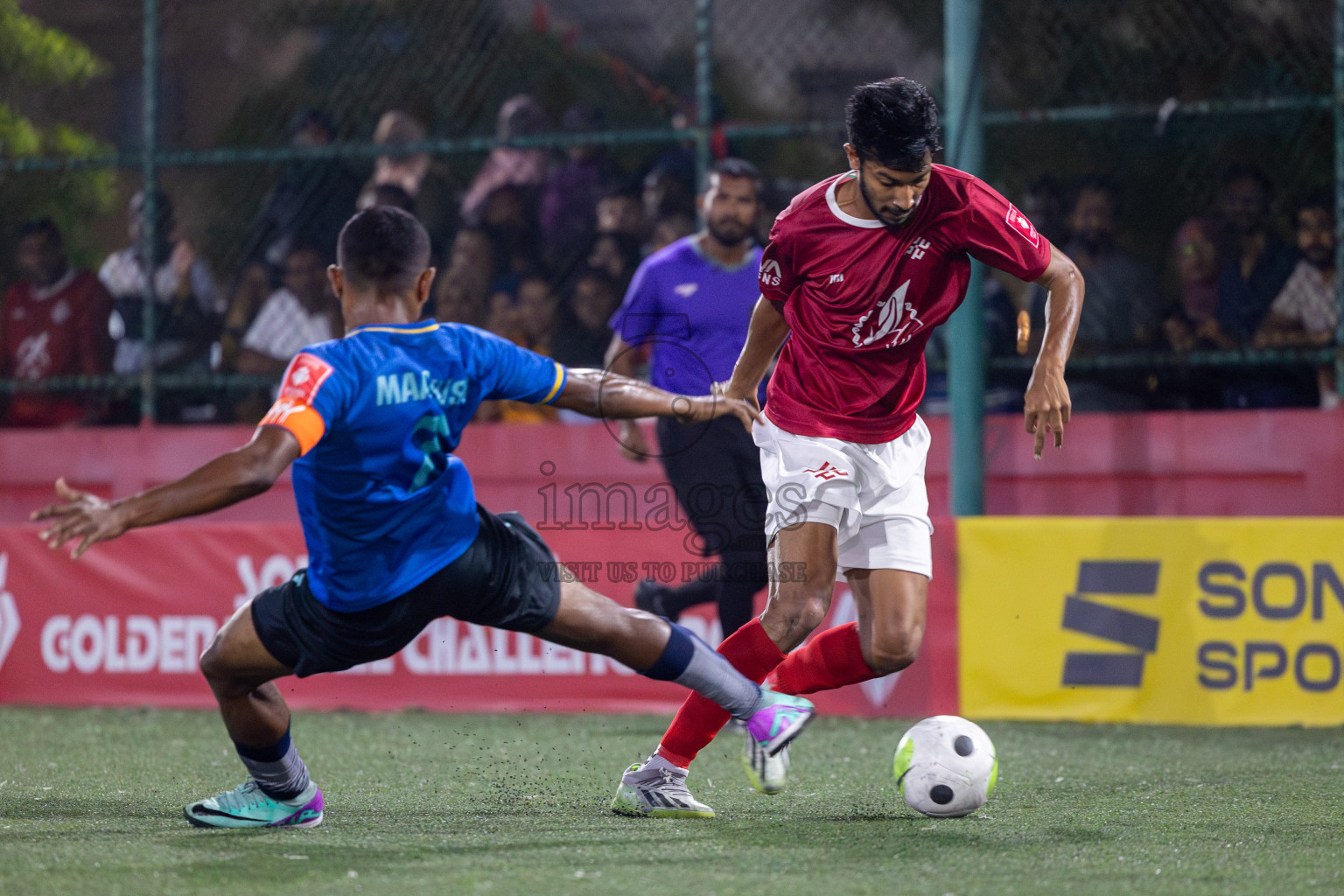 K. Maafushi vs K. Kaashidhoo in Day 28 of Golden Futsal Challenge 2024 was held on Sunday , 11th February 2024 in Hulhumale', Maldives Photos: Mohamed Mahfooz Moosa / images.mv