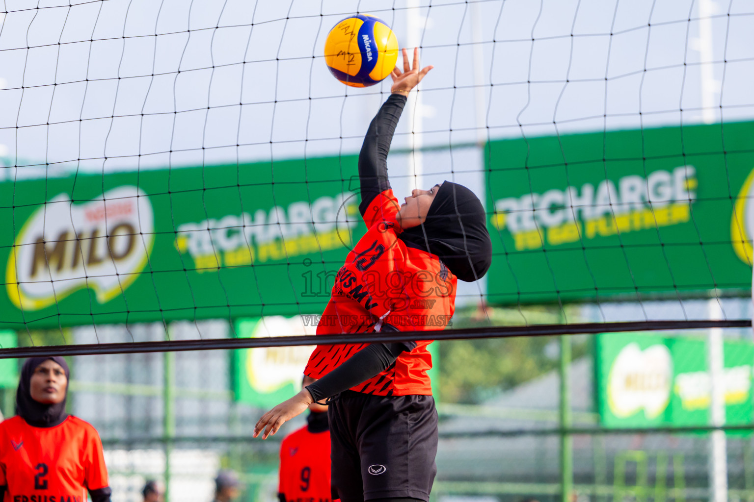 Villingili Z Jamiyya vs Club Volleyball in the Finals of Milo National Junior Volleyball Championship 2025 Woman's Division was held on Sunday, 30th November 2025 at Ekuveni Turf Court Male', Maldives. Photos: Nausham Waheed / images.mv