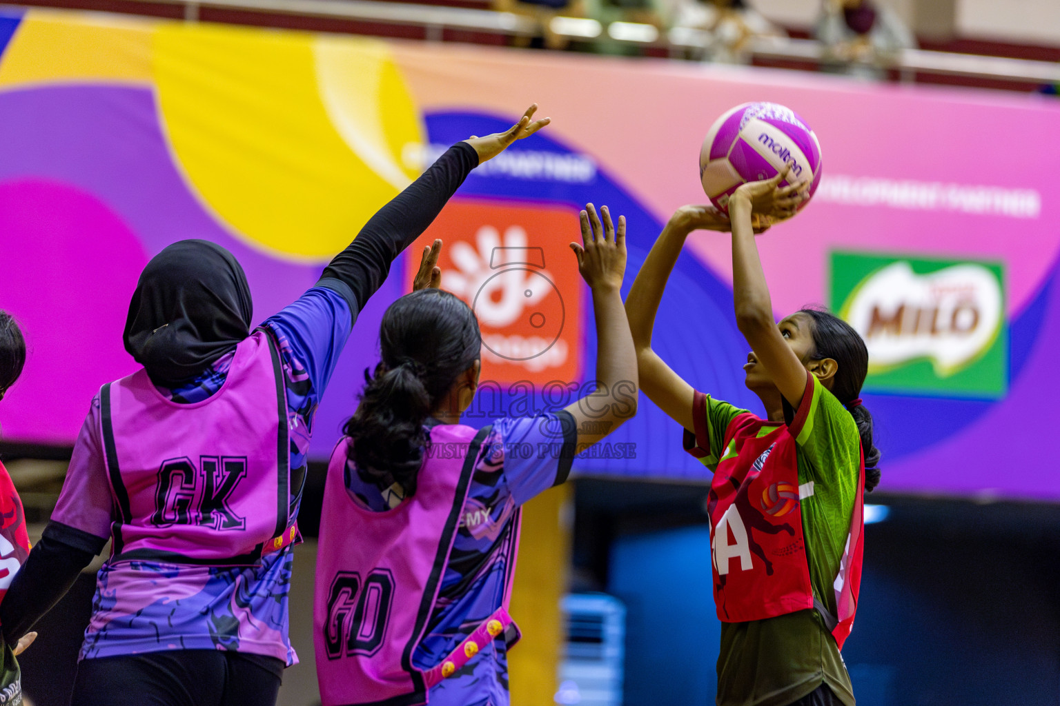 N Sports Academy A vs Fiontti Sports Club  in Day 3 of 3rd Netball Junior Championship, held at Social Center on Tuesday, 21st January 2025 . 
Photos: Hassan Simah / images.mv