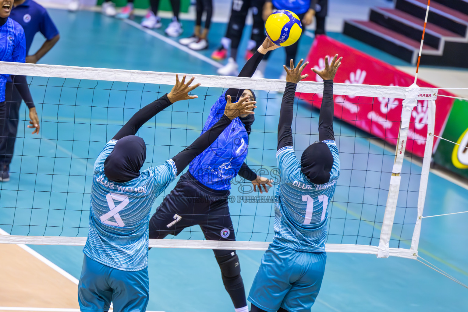 Club WAMCO vs Police Club in the final of National Volleyball Championship 2024 (women's division) was held in Social Center Indoor Hall on Thursday, 24th October 2024. 
Photos: Ismail Thoriq / images.mv