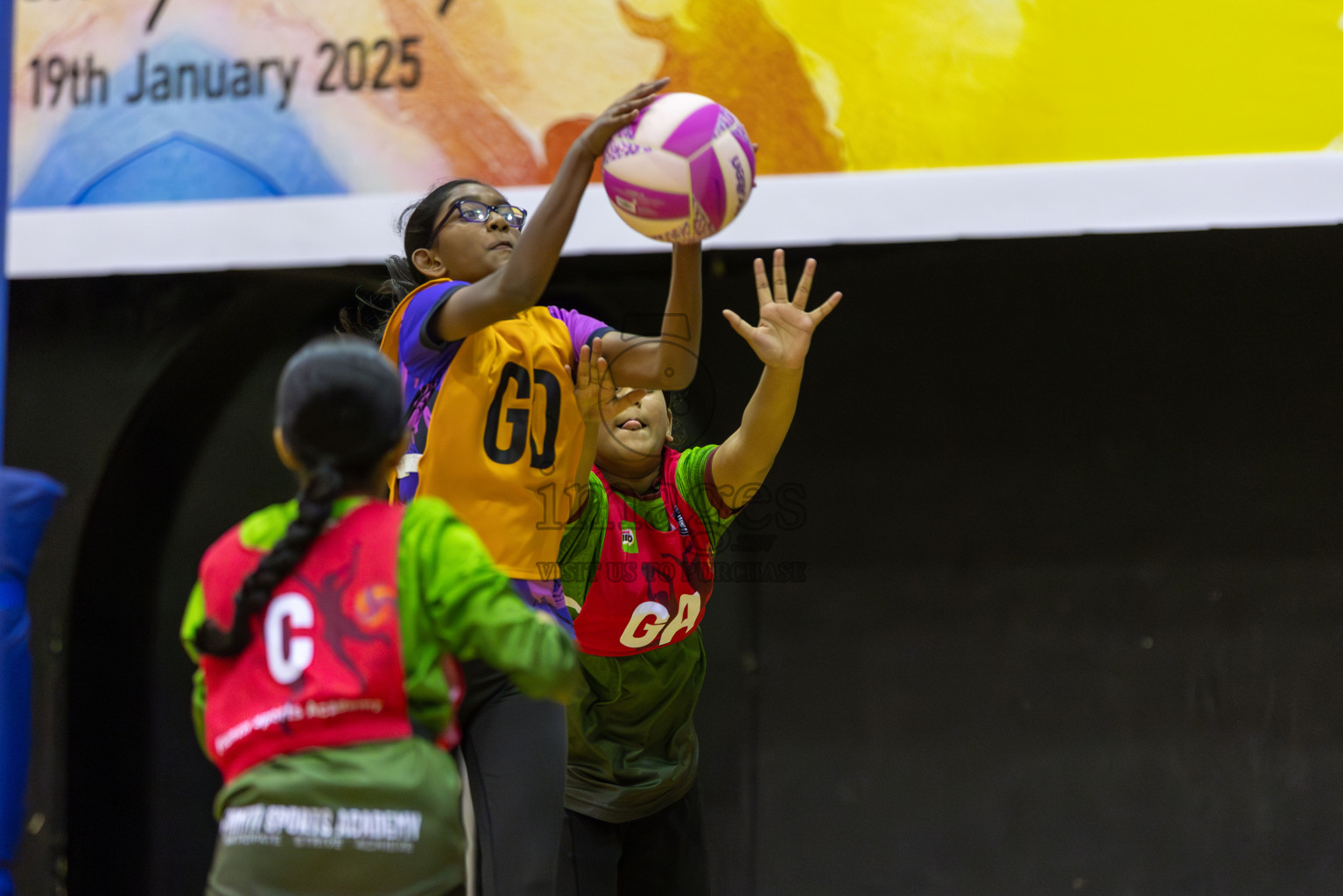Fionti SA vs N sports in Day 3 of 3rd Netball Junior Championship, held at Social Center on Wednesday 22nd January 2025 . Photos: Shuu Abdul Sattar / images.mv