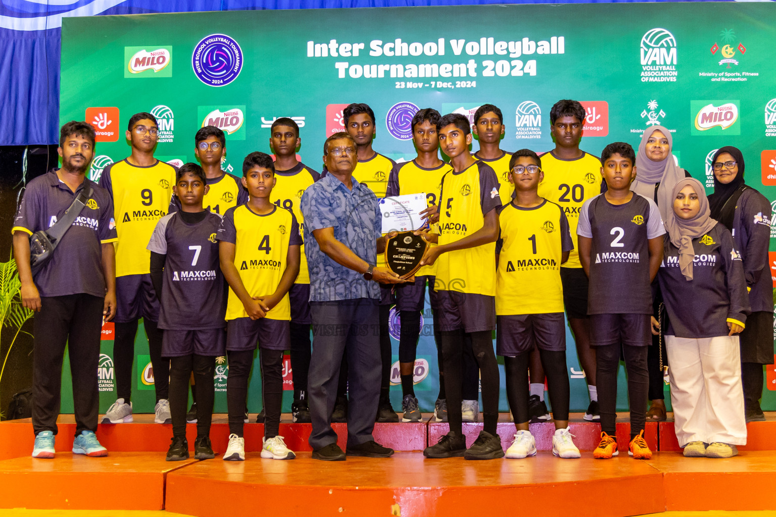 Finals of Interschool Volleyball Tournament 2024 was held in Social Center at Male', Maldives on Friday, 6th December 2024. Photos: Nausham Waheed / images.mv