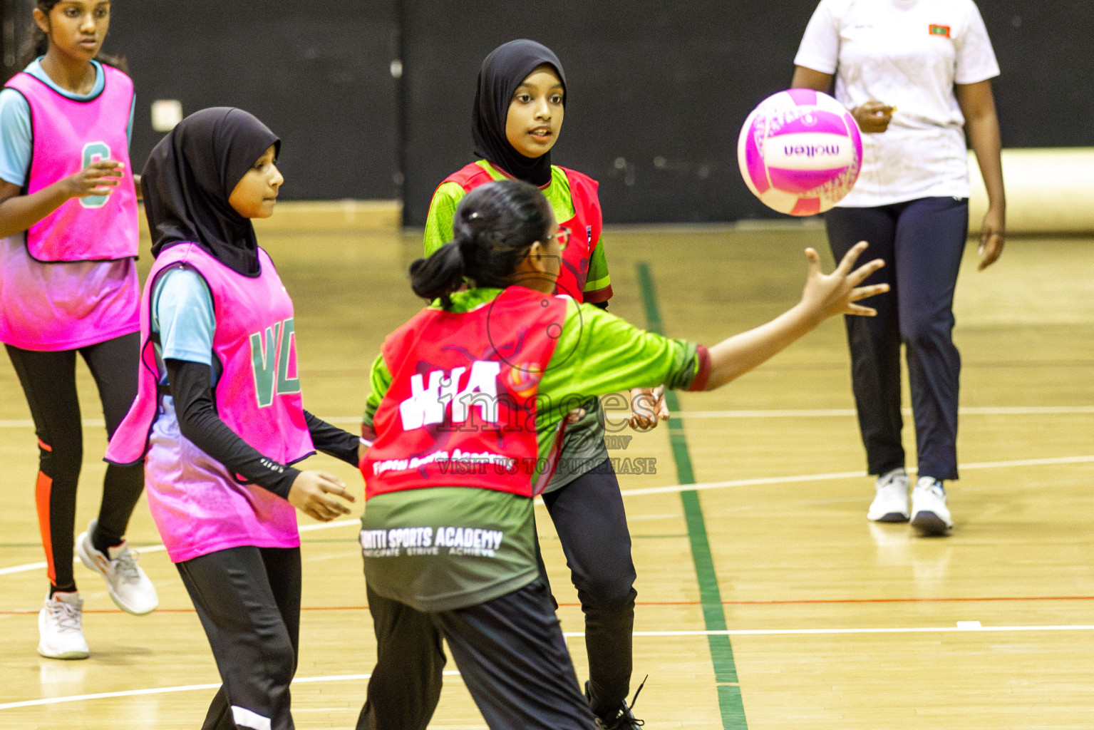 Netkids C vs Fionti Academy A in Day 5 of 3rd Netball Junior Championship, held at Social Center on Thursday 23rd January 2025 . Photos: Shuu Abdul Sattar / images.mv