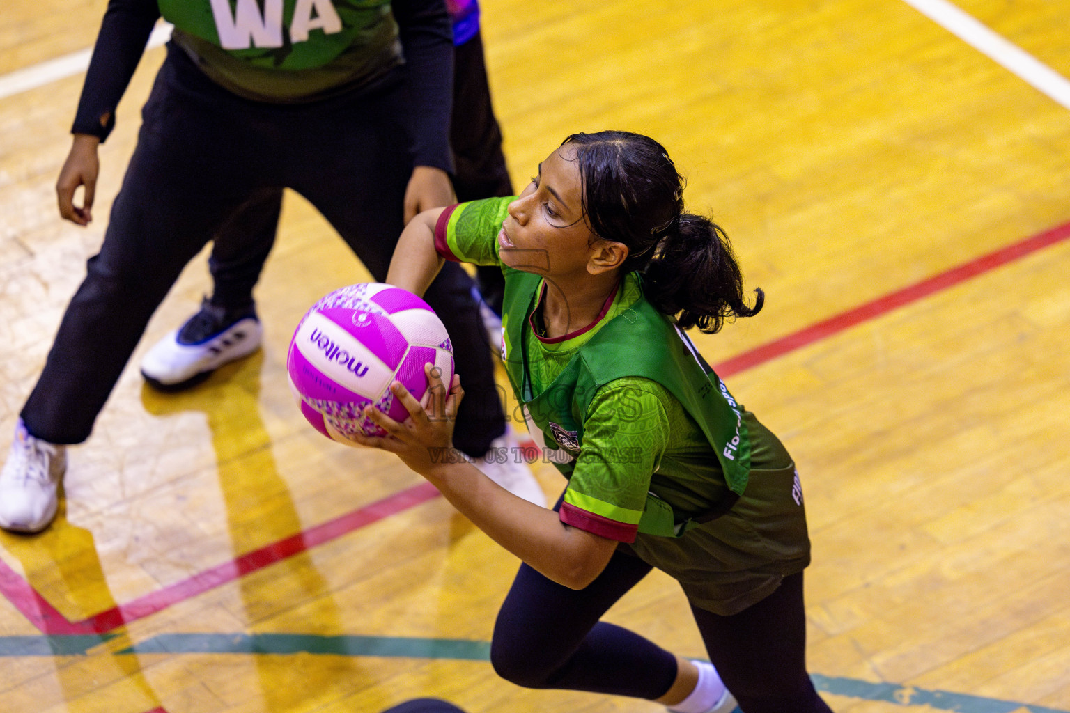 N Sports Acamdemy A vs Fiontti Sports Club in Day 3 of 3rd Netball Junior Championship, held at Social Center on Tuesday, 21st January 2025 . Photos: Nausham Waheed / images.mv