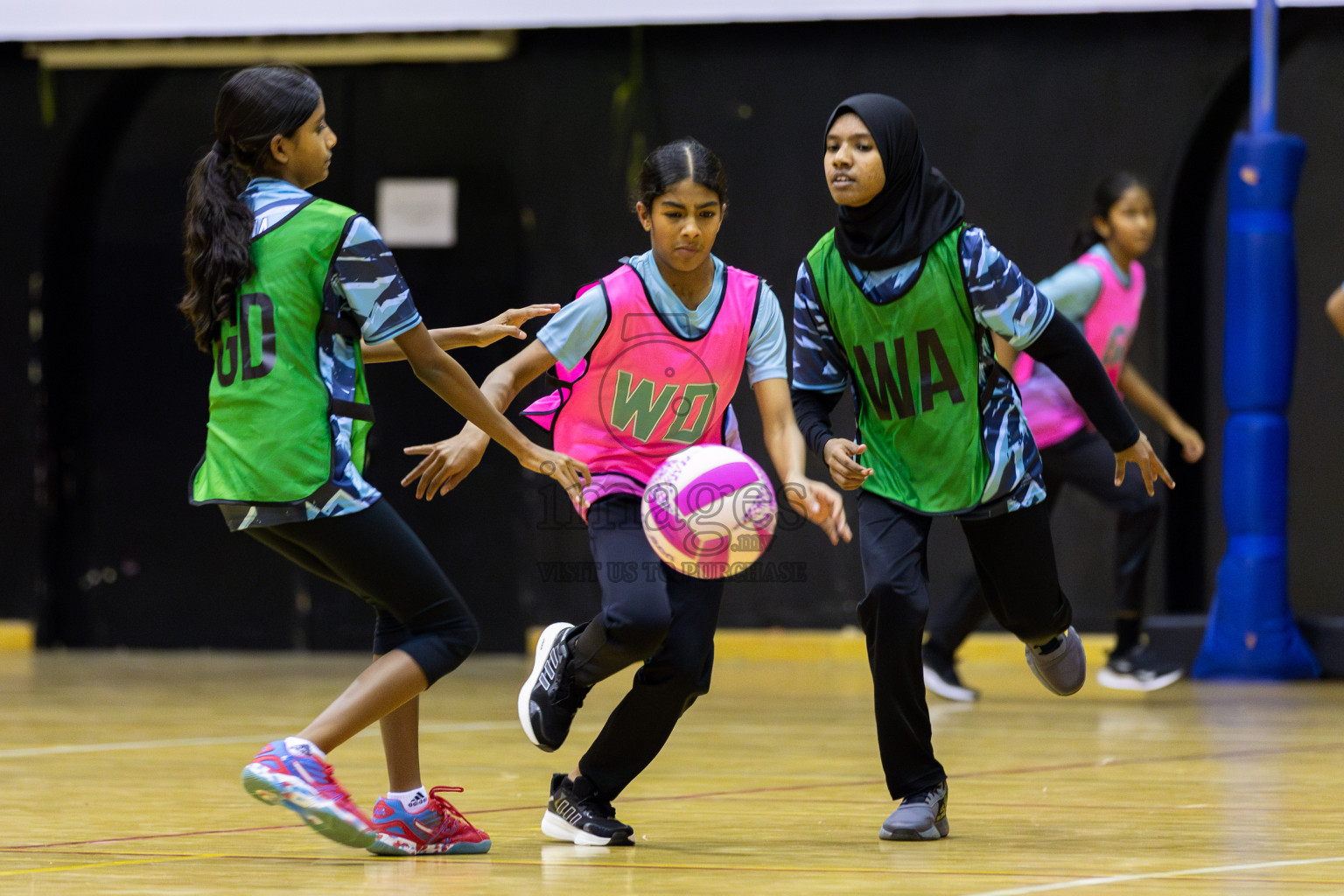 High Flyers vs Netkids A in Day 1 of 3rd Junior Championship - Netball association of Maldives, held at Social Center on 19th January 2025 . Photos by Shuu Abdul Sattar