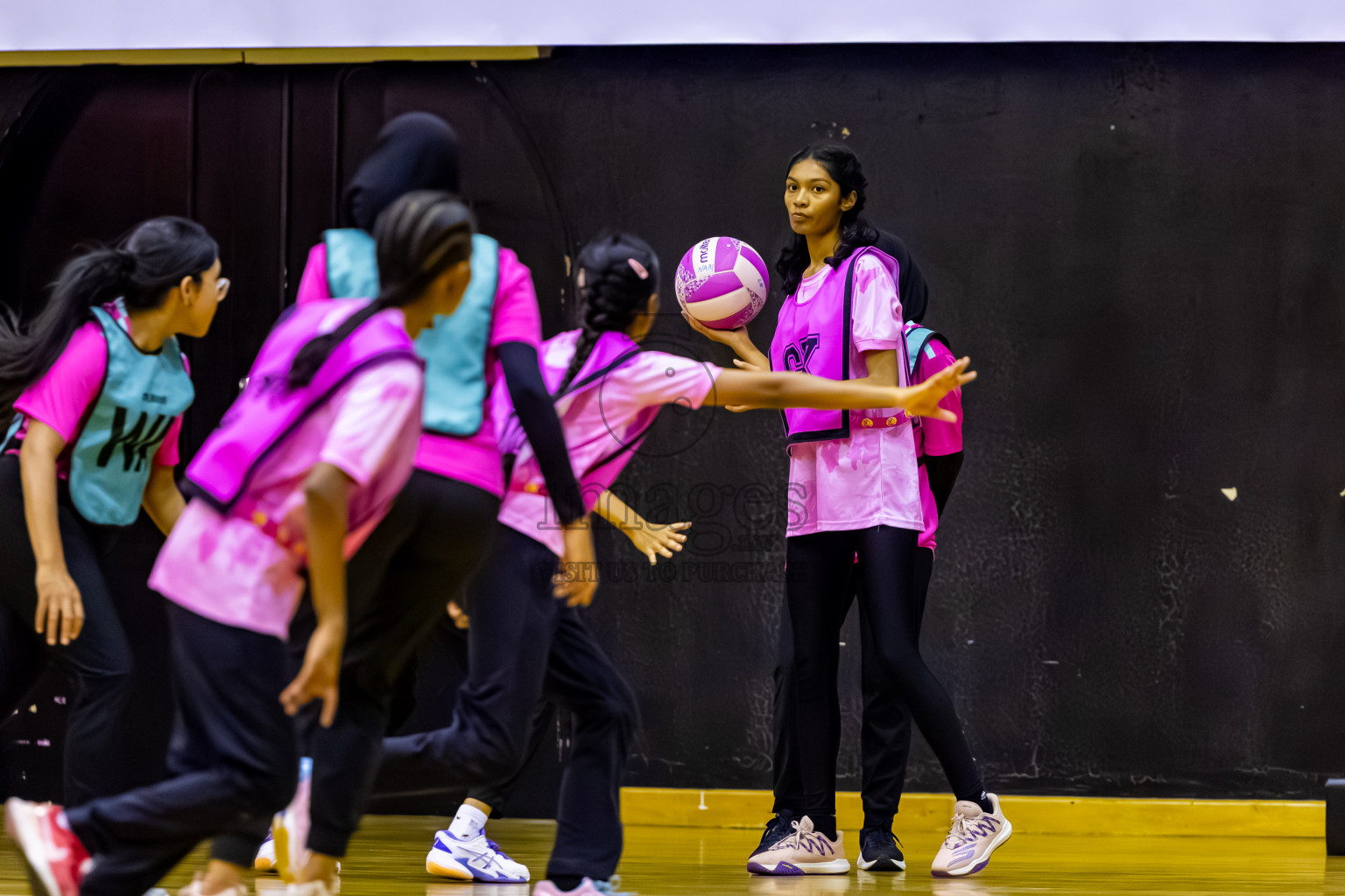 MV netters vs Xenith SC in Day 4 of 24th Milo Netball Association Championship held in Social Center at Male', Maldives on Thursday, 4th September 2025. Photos: Nausham Waheed / images.mv