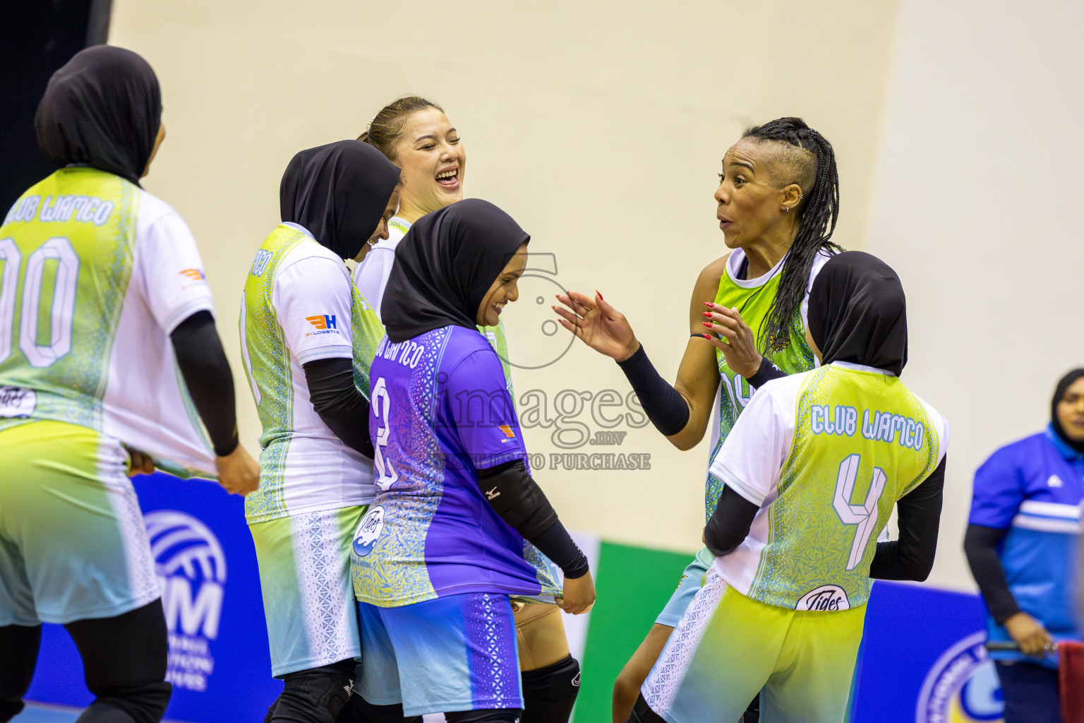 Club WAMCO vs Huraa Community Club in Day 1 of National Volleyball League 2025 - Women's Division held in Male', Maldives on Saturday, 19th April 2025 at Social Center Indoor Hall Photos By: Ismail Thoriq / images.mv