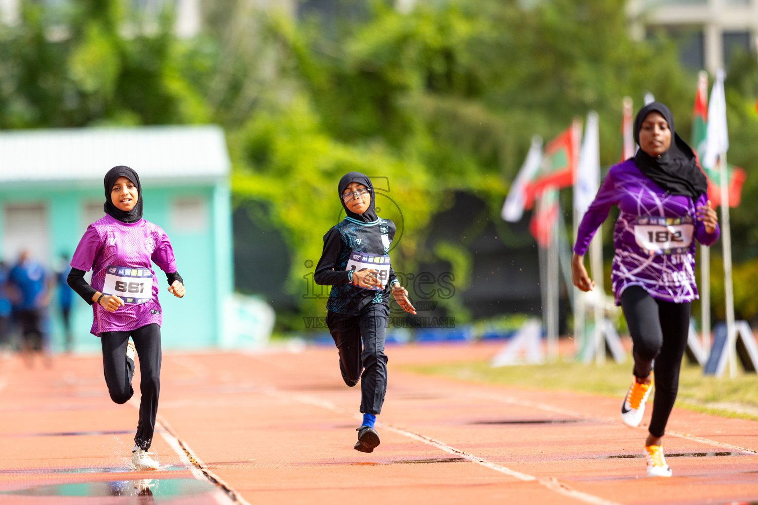 Day 1 of MWSC Interschool Athletics Championships 2024 held in Hulhumale Running Track, Hulhumale, Maldives on Saturday, 9th November 2024. 
Photos by: Ismail Thoriq / images.mv