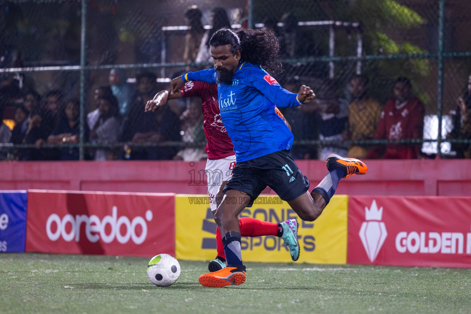 K. Maafushi vs K. Kaashidhoo in Day 28 of Golden Futsal Challenge 2024 was held on Sunday , 11th February 2024 in Hulhumale', Maldives Photos: Mohamed Mahfooz Moosa / images.mv