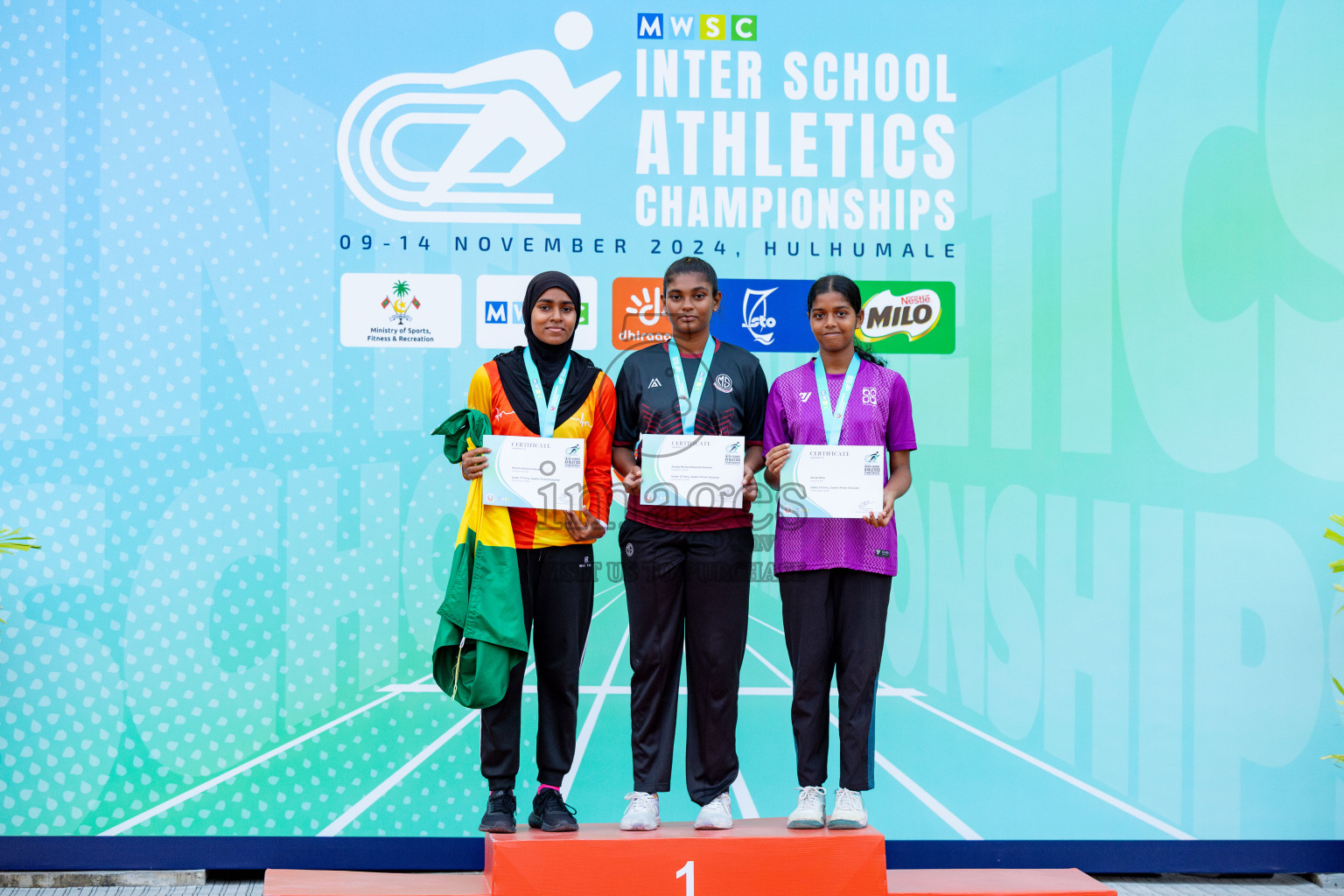 Day 2 of MWSC Interschool Athletics Championships 2024 held in Hulhumale Running Track, Hulhumale, Maldives on Sunday, 10th November 2024. 
Photos by: Hassan Simah / Images.mv