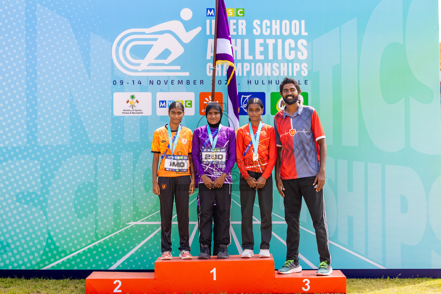 Day 6 of MWSC Interschool Athletics Championships 2024 held in Hulhumale Running Track, Hulhumale, Maldives on Thursday, 14th November 2024. Photos by: Ismail Thoriq / Images.mv