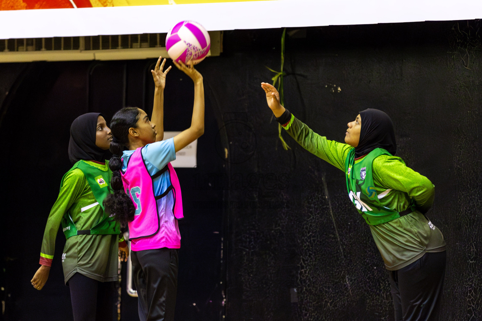 Young Netters B vs Fionti SC in Day 5 of 3rd Netball Junior Championship, held at Social Center on Thursday 23rd January 2025 . Photos: Shuu Abdul Sattar / images.mv