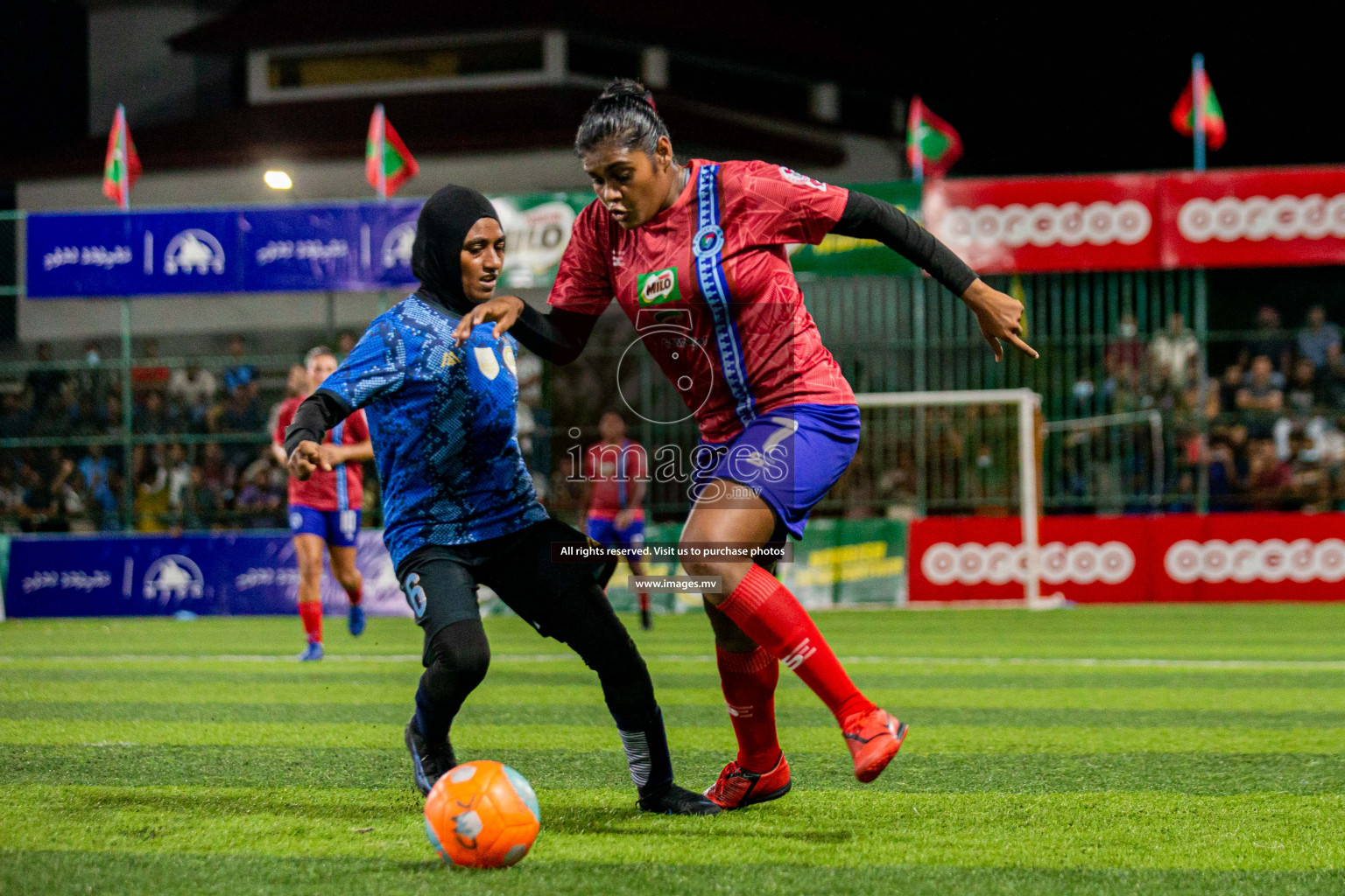 MPL vs Police Club in the Semi Finals of 18/30 Women's Futsal Fiesta 2021 held in Hulhumale, Maldives on 14th December 2021. Photos: Shuu Abdul Sattar / images.mv