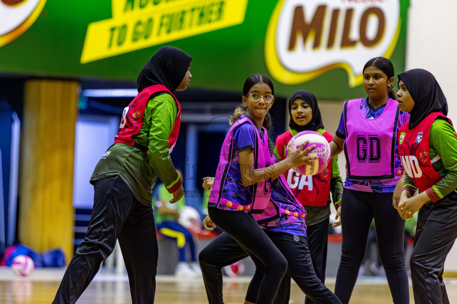 N Sports Acamdemy B vs Fiontti A Team in Day 3 of 3rd Netball Junior Championship, held at Social Center on Tuesday, 21st January 2025 . 
Photos: Hassan Simah / images.mv