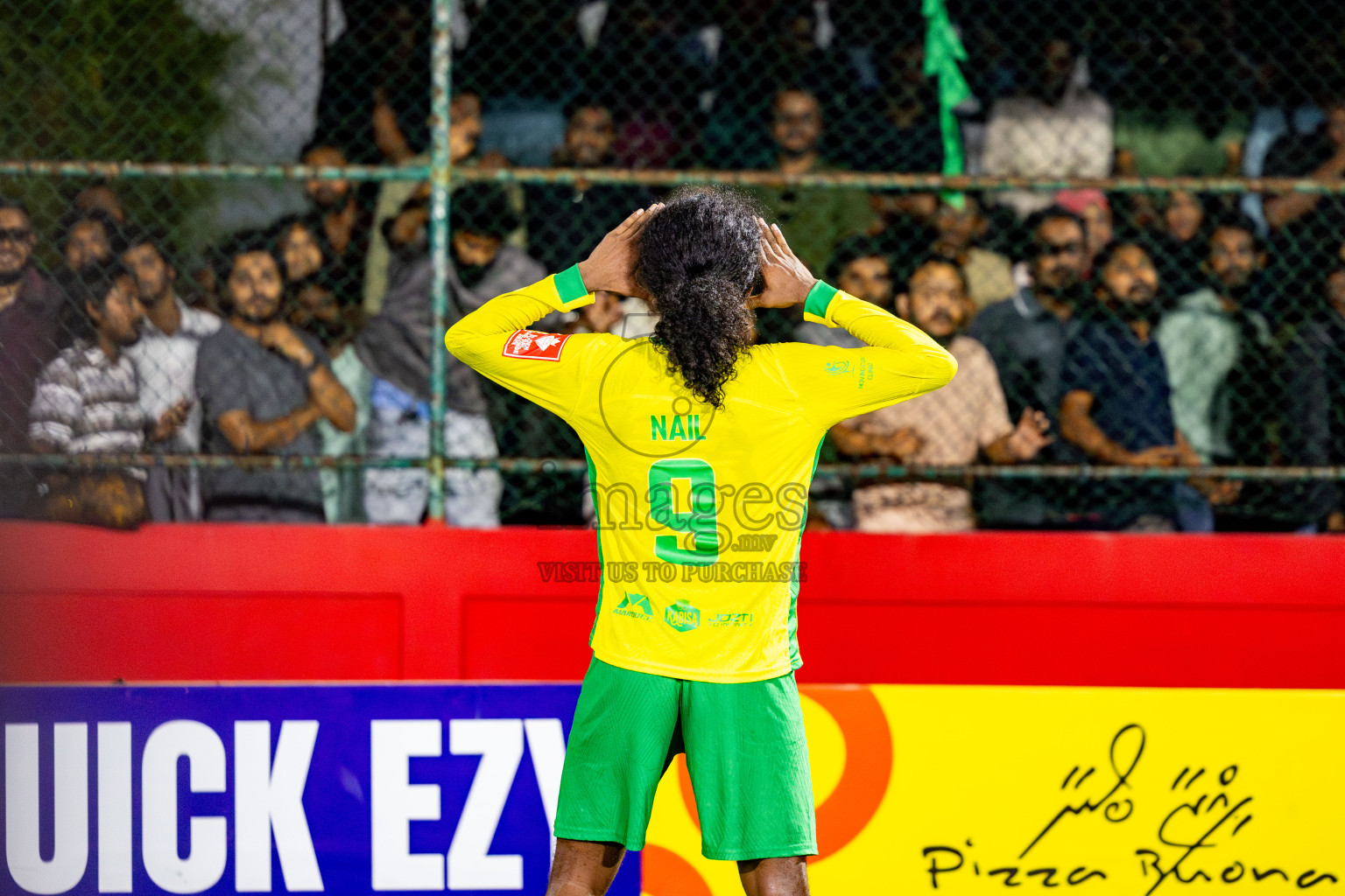 Gdh Vaadhoo vs GA Dhevvadhoo in zone round on Day 32 of Golden Futsal Challenge 2025 was held on Wednesday , 5th February 2025, in Hulhumale', Maldives. Photos: Nausham Waheed / images.mv