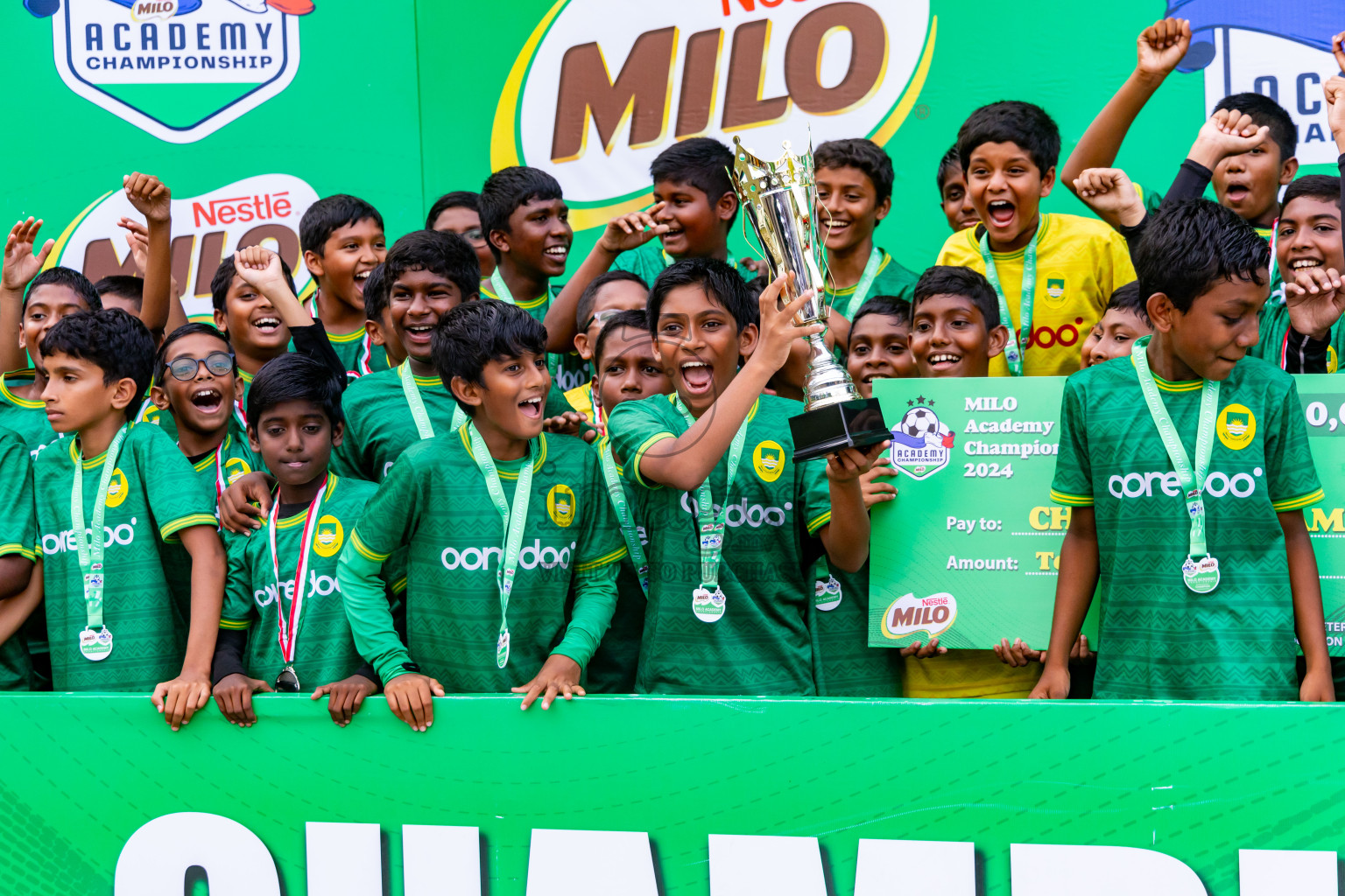 Day 4 of MILO Academy Championship 2024 - U12 was held at Henveiru Grounds in Male', Maldives on Sunday, 7th July 2024. Photos: Nausham Waheed / images.mv