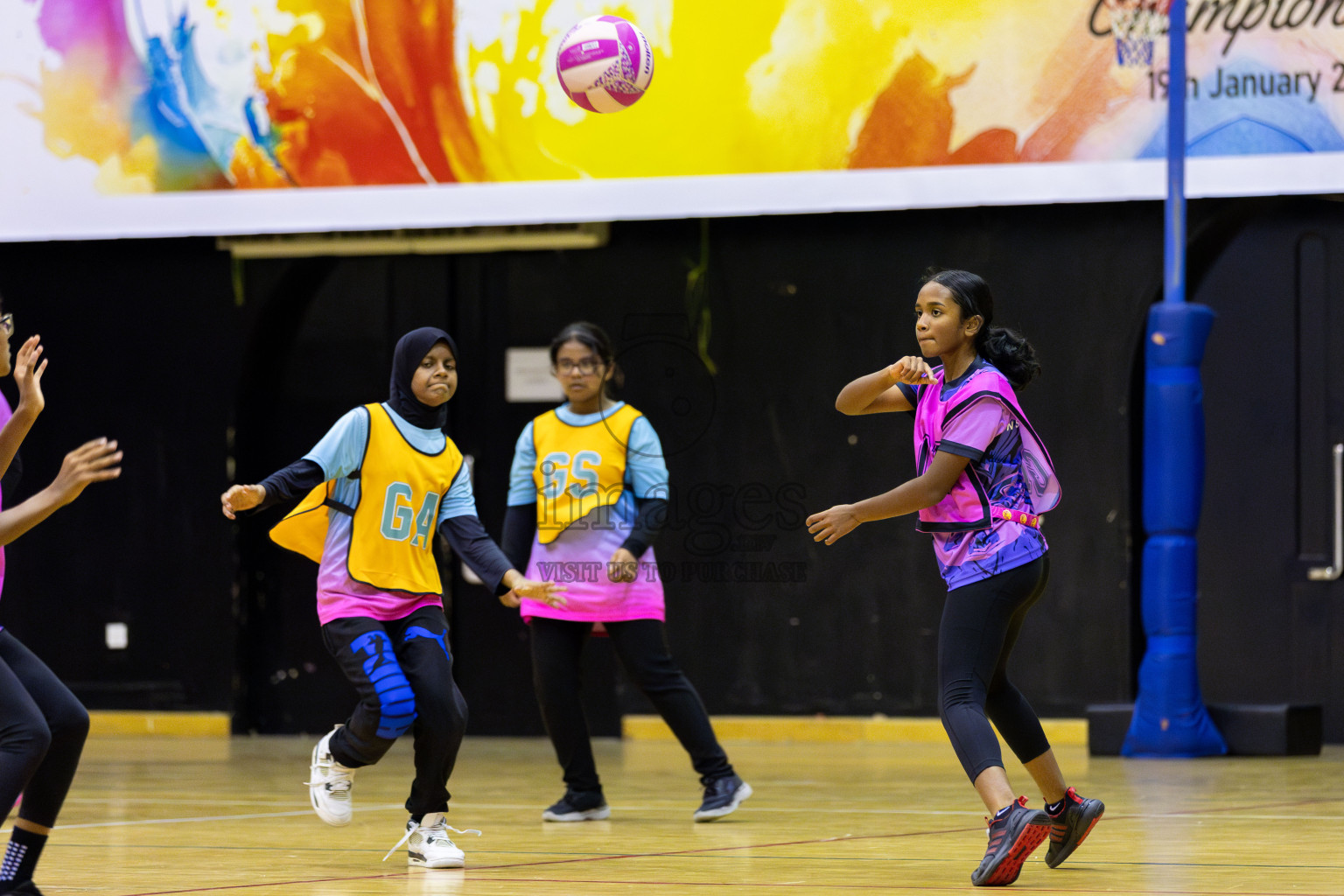 Sports academy A vs Netkids C (U13) in Day 1 of 3rd Junior Championship - Netball association of Maldives, held at Social Center on 19th January 2025 . Photos by Shuu Abdul Sattar / Images.mv
