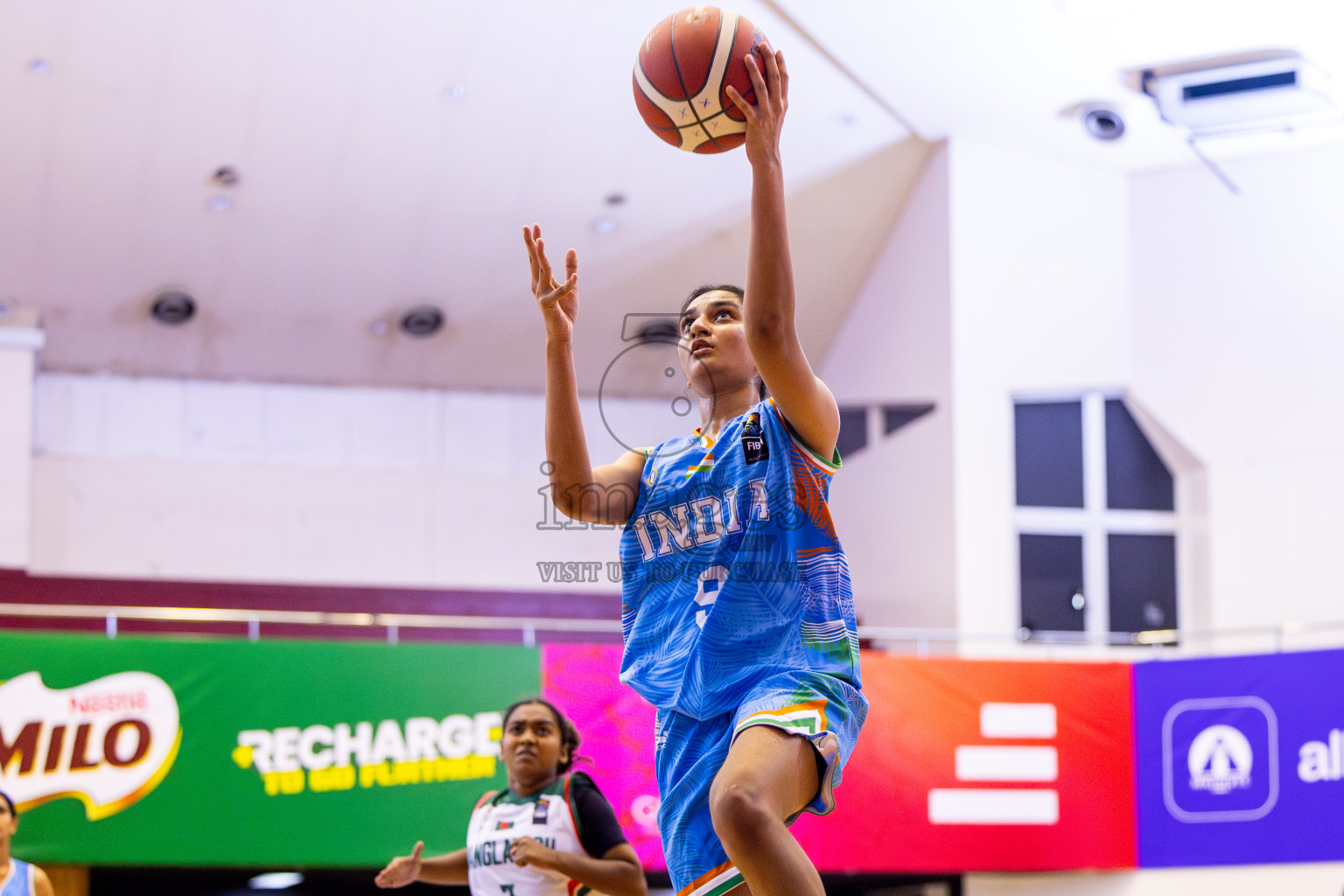 Bangladesh vs India in Day 2 of Under 16 Woman's Asian Cup SABA Qualifiers 2025 was held in Social Center, Male', Maldives on Friday, 13th June 2025. Photos: Nausham Waheed / images.mv