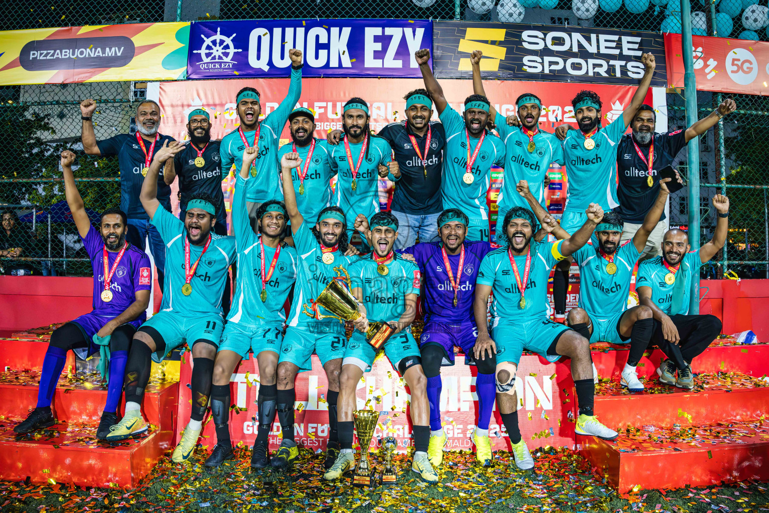 S Hithadhoo vs S Feydhoo in Seenu Atoll Final in Day 24 of Golden Futsal Challenge 2025 was held on Tuesday , 28th January 2025, in Hulhumale', Maldives. Photos: Abdulla Abeed / images.mv