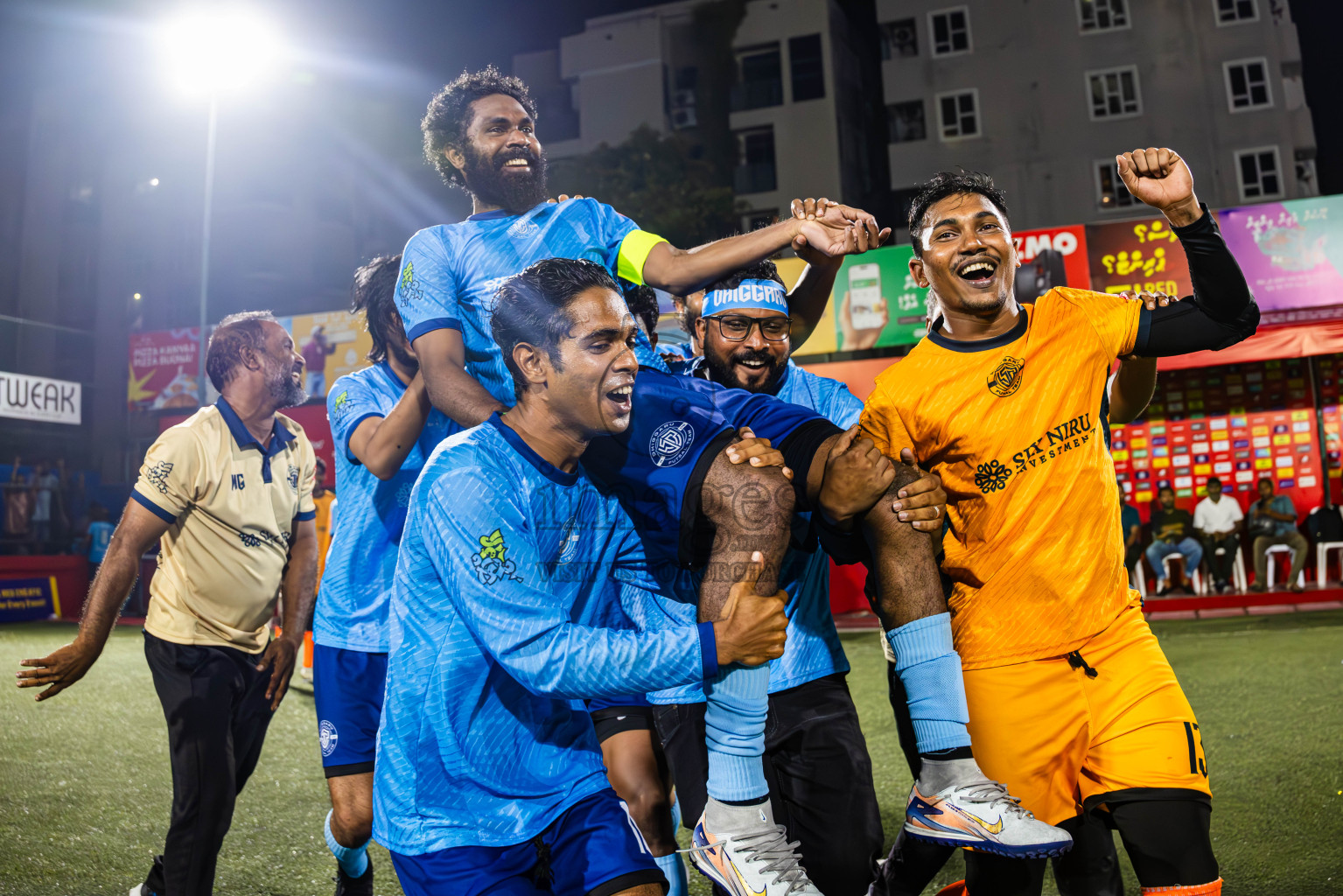 M Dhiggaru vs M Mulak in Meemu Atoll Finals in Day 25 of Golden Futsal Challenge 2025 was held on Wednesday , 28th January 2025, in Hulhumale', Maldives. Photos: Abdulla Abeed / images.mv