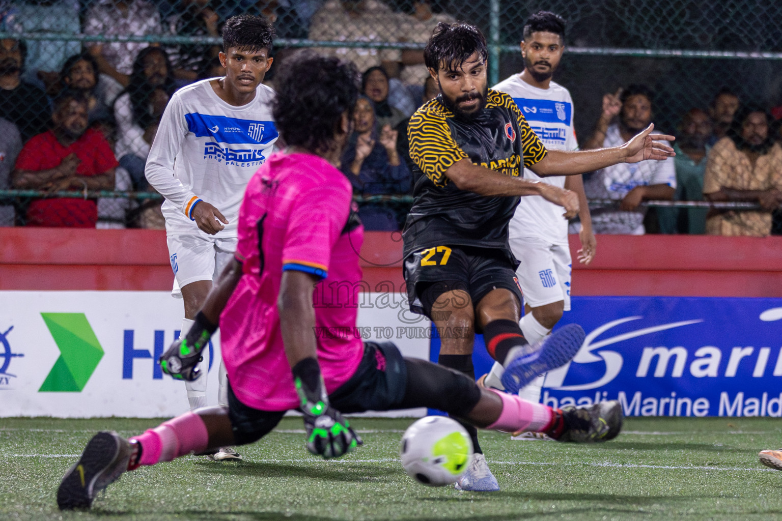 S Hithadhoo vs S Maradhoo in Day 18 of Golden Futsal Challenge 2024 was held on Thursday, 1st February 2024, in Hulhumale', Maldives Photos: Mohamed Mahfooz Moosa, / images.mv