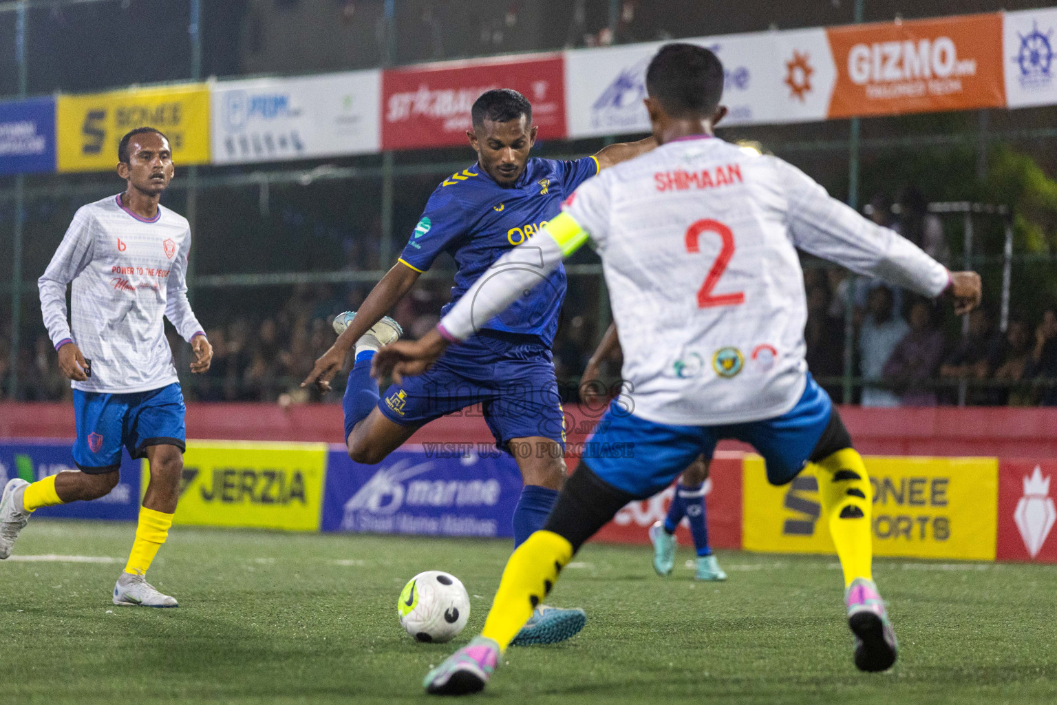 B Eydhafushi vs B Kendhoo in Day 18 of Golden Futsal Challenge 2024 was held on Thursday, 1st February 2024, in Hulhumale', Maldives Photos: Nausham Waheed, / images.mv