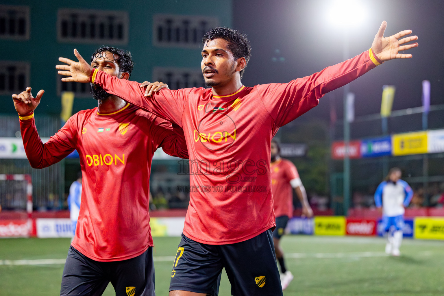 Dh. Kudahuvadhoo VS N. Kendhikulhudhoo in Round of 16 on Day 40 of Golden Futsal Challenge 2024 which was held on Tuesday, 27th February 2024, in Hulhumale', Maldives Photos: Hassan Simah / images.mv