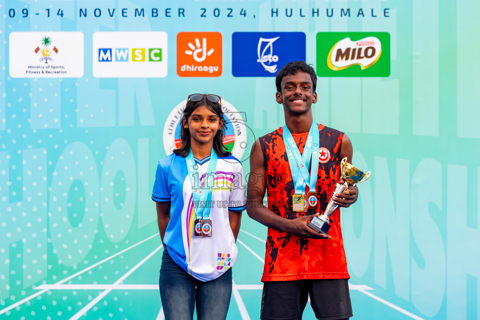 Day 6 of MWSC Interschool Athletics Championships 2024 held in Hulhumale Running Track, Hulhumale, Maldives on Thursday, 14th November 2024. Photos by: Nausham Waheed / Images.mv