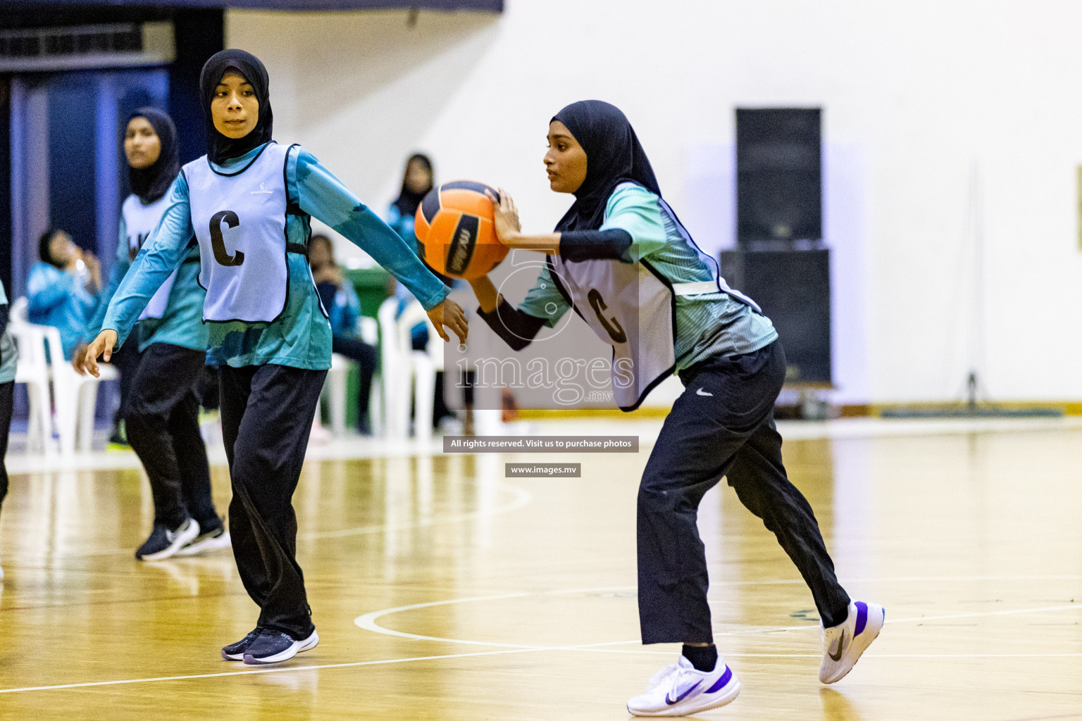 Day 9 of 24th Interschool Netball Tournament 2023 was held in Social Center, Male', Maldives on 4th November 2023. Photos: Hassan Simah / images.mv