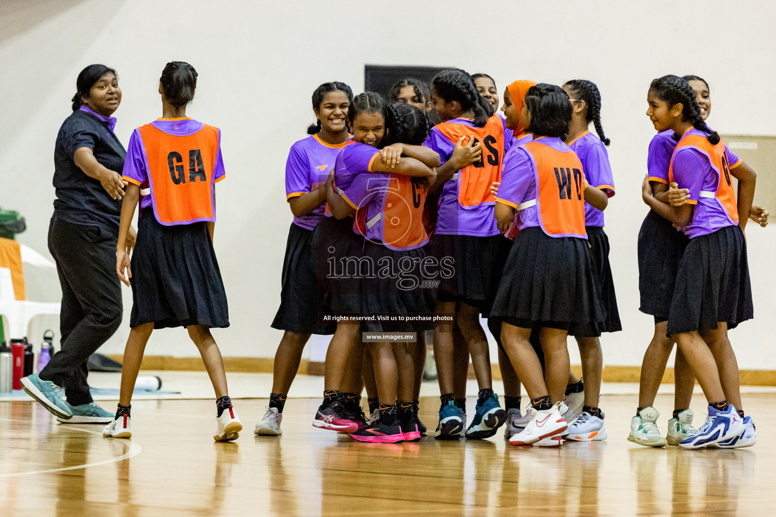 Day 9 of 24th Interschool Netball Tournament 2023 was held in Social Center, Male', Maldives on 4th November 2023. Photos: Hassan Simah / images.mv