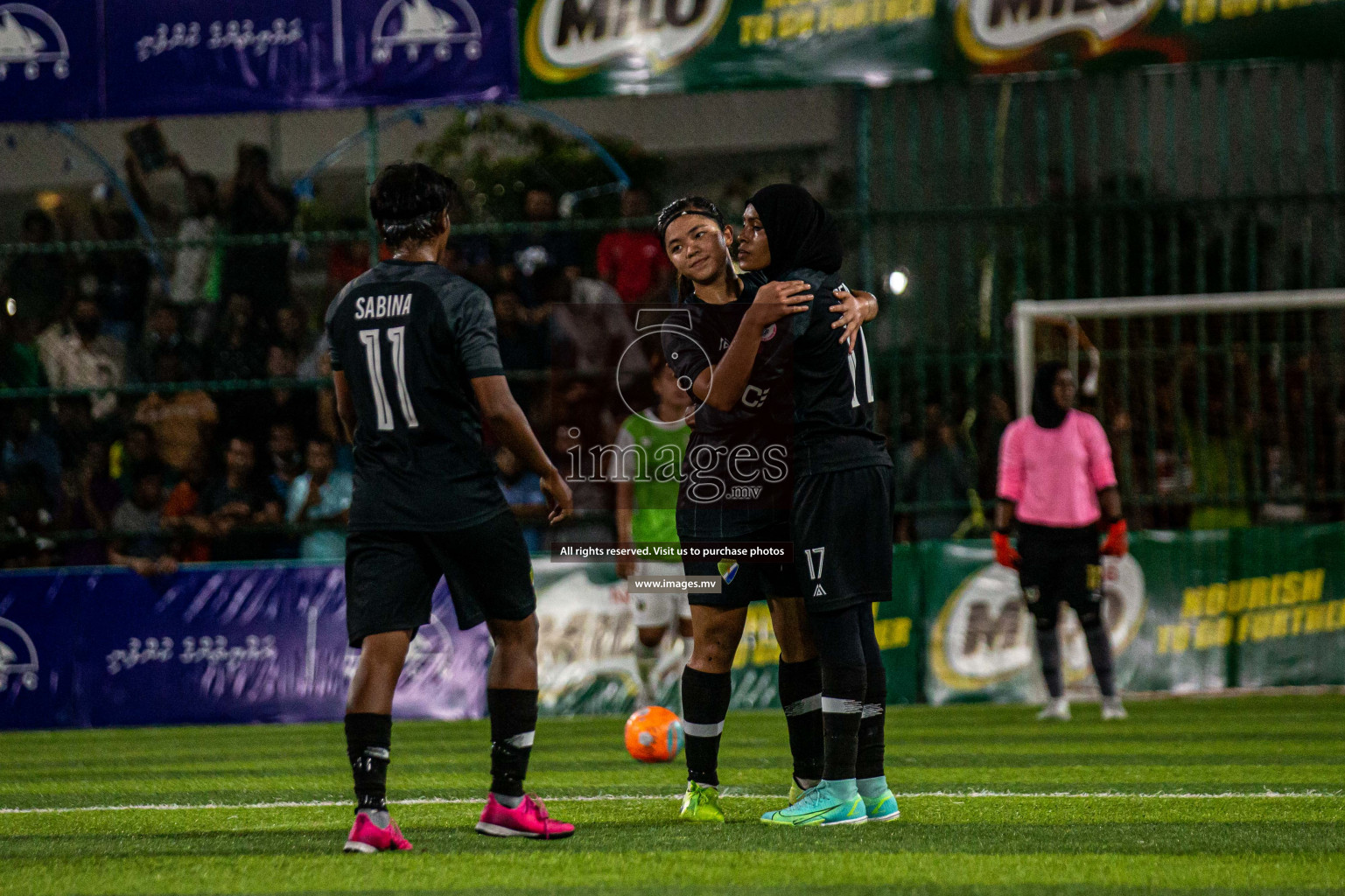 Club WAMCO vs DSC in the Semi Finals of 18/30 Women's Futsal Fiesta 2021 held in Hulhumale, Maldives on 14th December 2021. Photos: Shu Abdul Sattar / images.mv