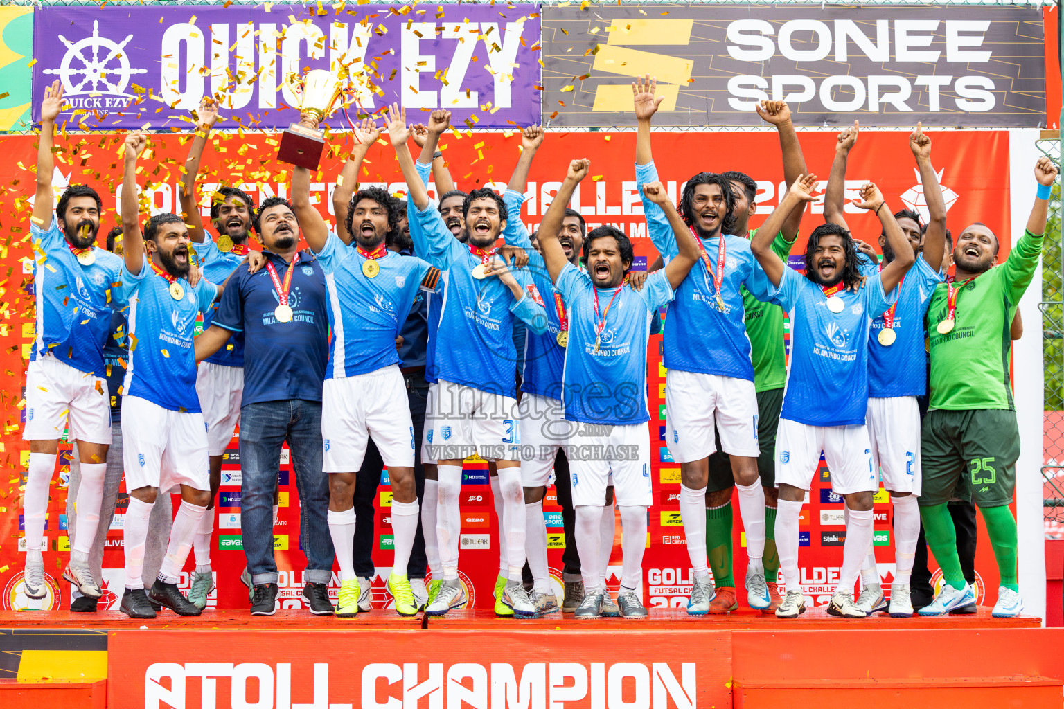 Sh Kanditheemu vs Sh Milandhoo in Day 21 of Golden Futsal Challenge 2025 was held on Saturday , 25th January 2025, in Hulhumale', Maldives.
Photos: Ismail Thoriq / images.mv