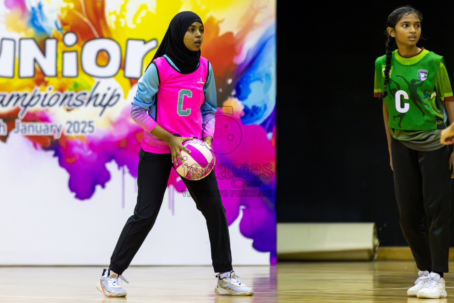 Young netter A vd Fionti sports academy in Day 3 of 3rd Netball Junior Championship, held at Social Center on Wednesday 22nd January 2025 . Photos: Shuu Abdul Sattar / images.mv