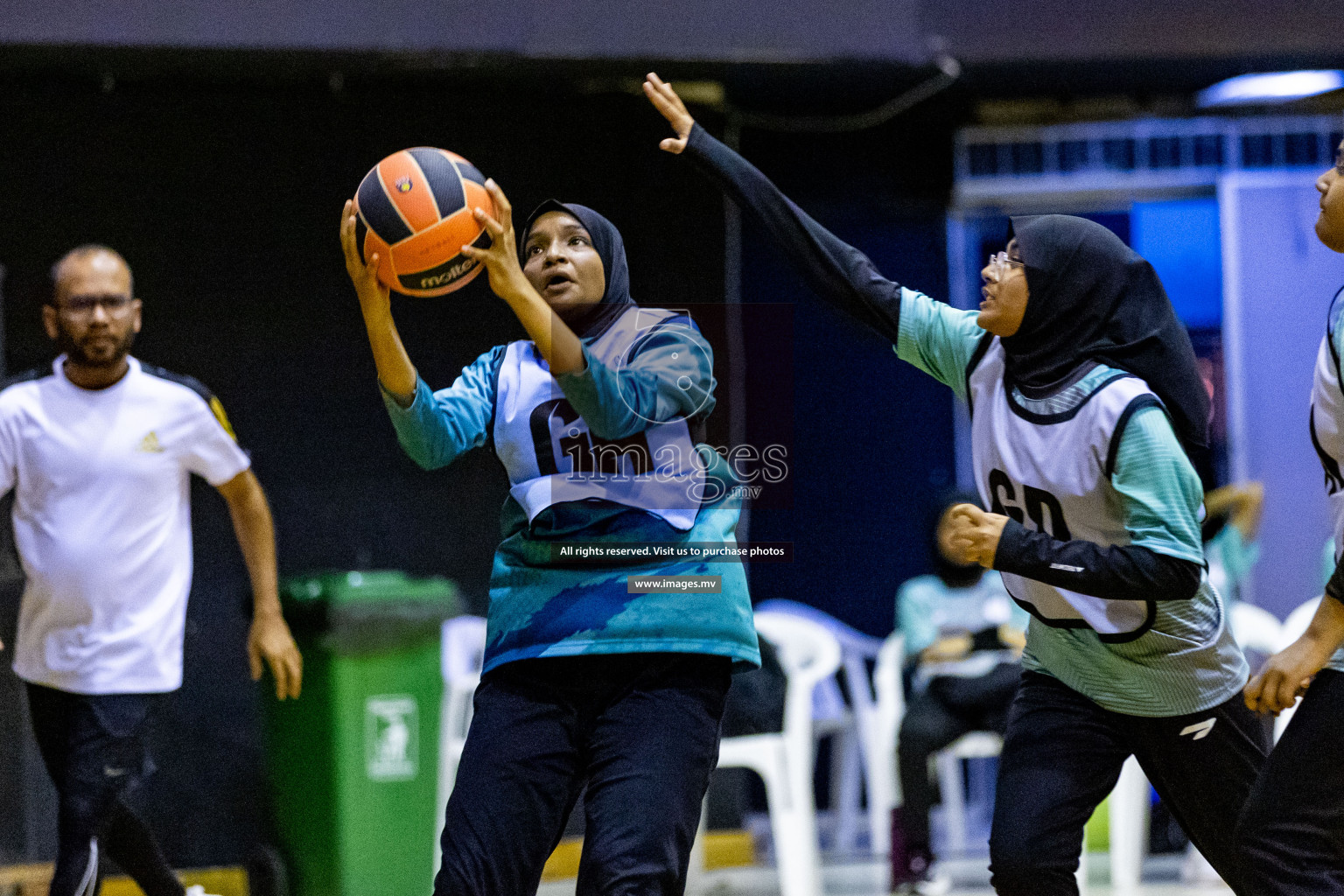 Day 9 of 24th Interschool Netball Tournament 2023 was held in Social Center, Male', Maldives on 4th November 2023. Photos: Hassan Simah / images.mv