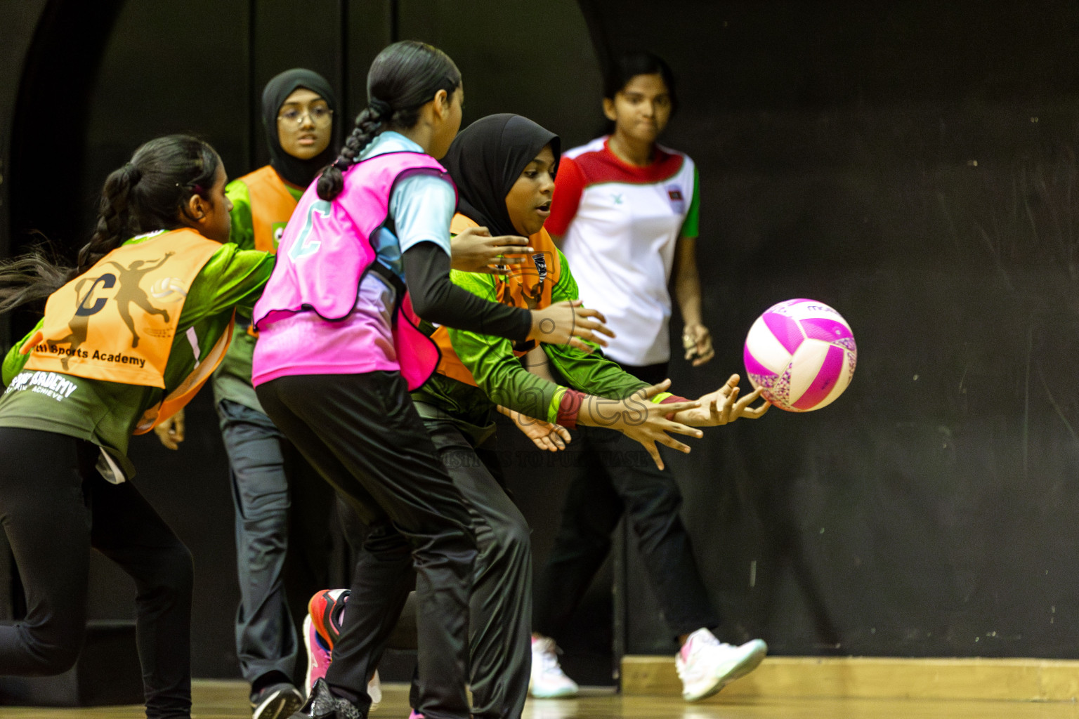 Netkids A vs Fionti A Team in Day 5 of 3rd Netball Junior Championship, held at Social Center on Thursday 23rd January 2025 . Photos: Shuu Abdul Sattar / images.mv