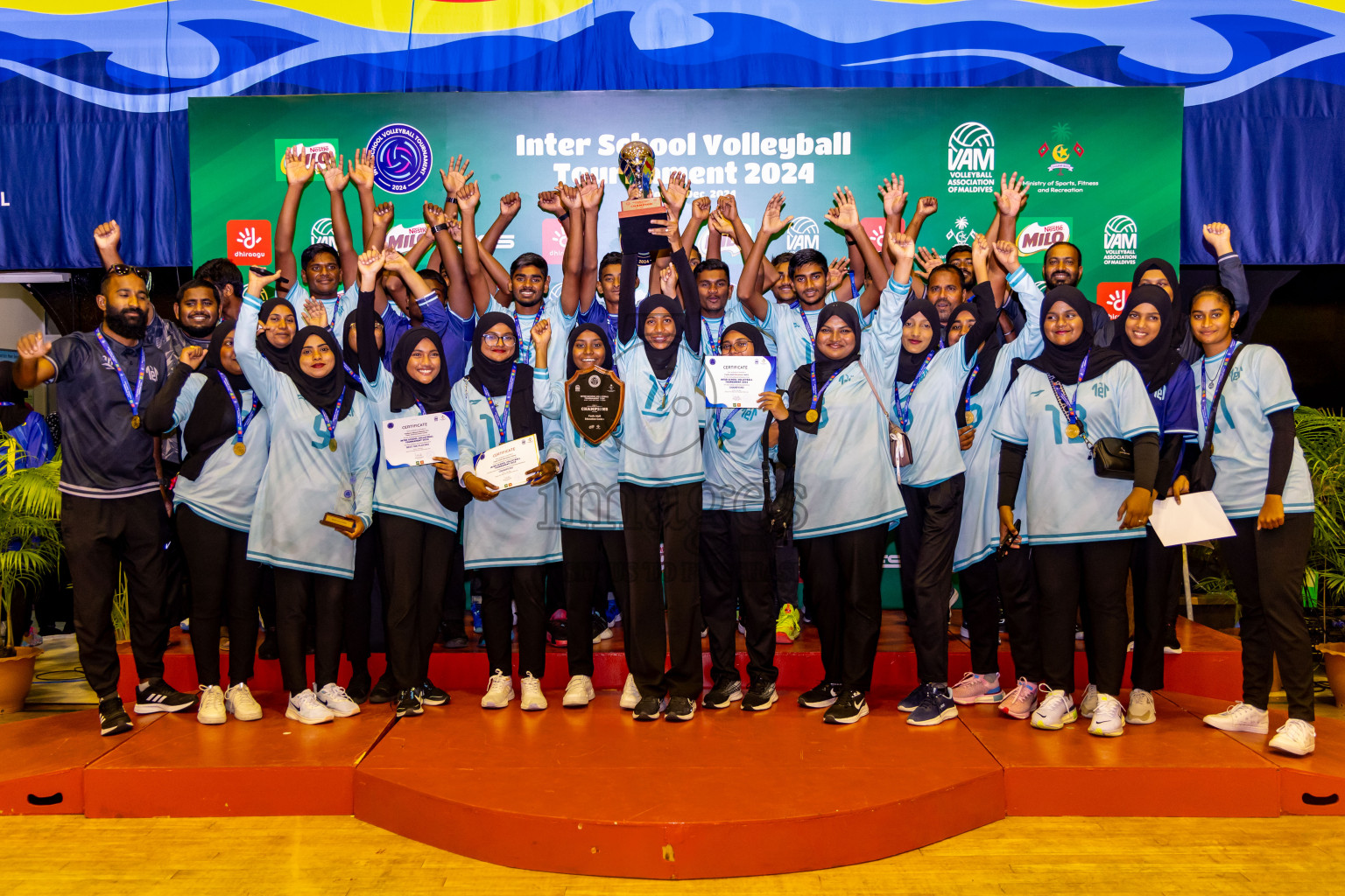 Finals of Interschool Volleyball Tournament 2024 was held in Social Center at Male', Maldives on Friday, 6th December 2024. Photos: Nausham Waheed / images.mv